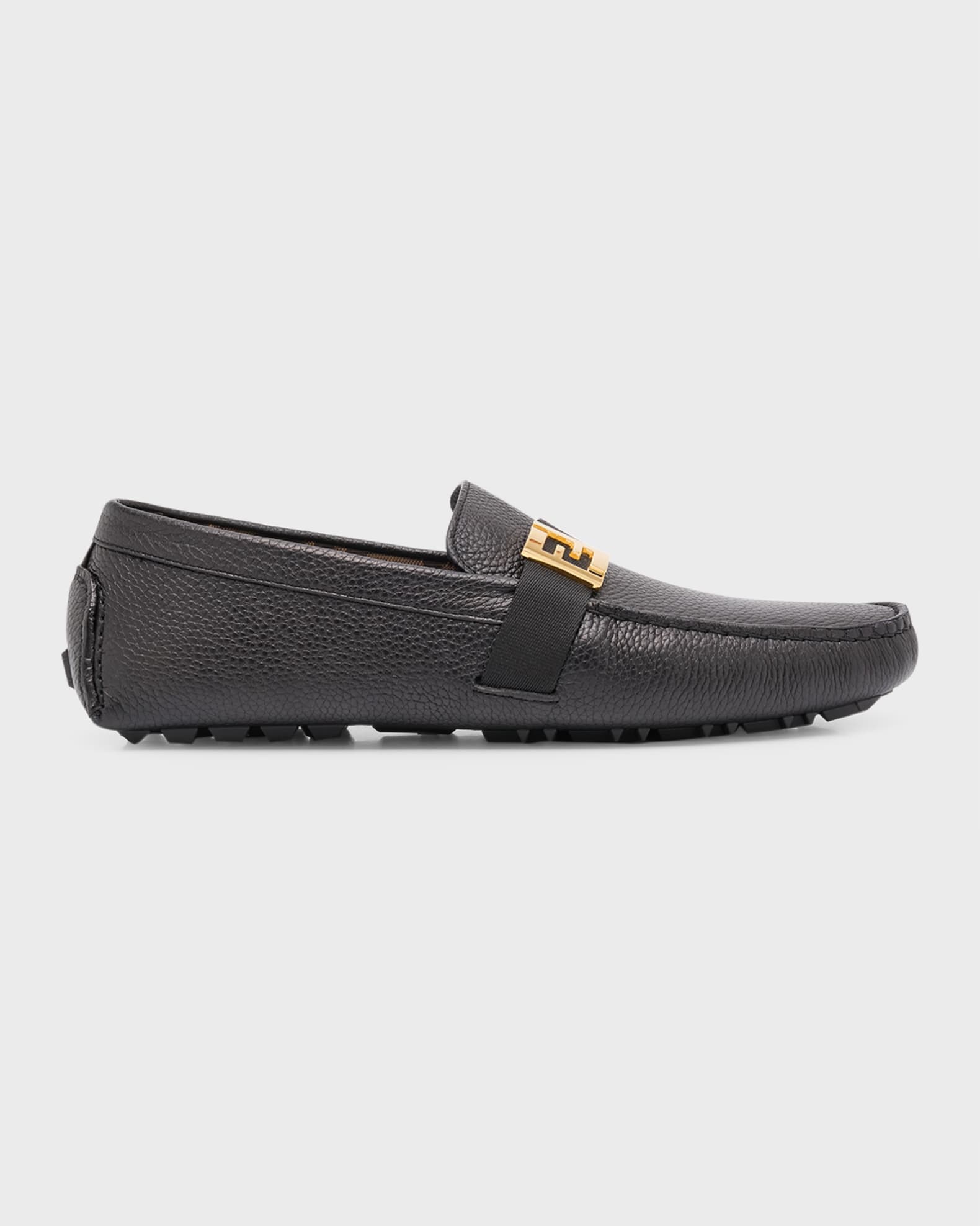 Men s FF Buckle Leather Driving Shoes