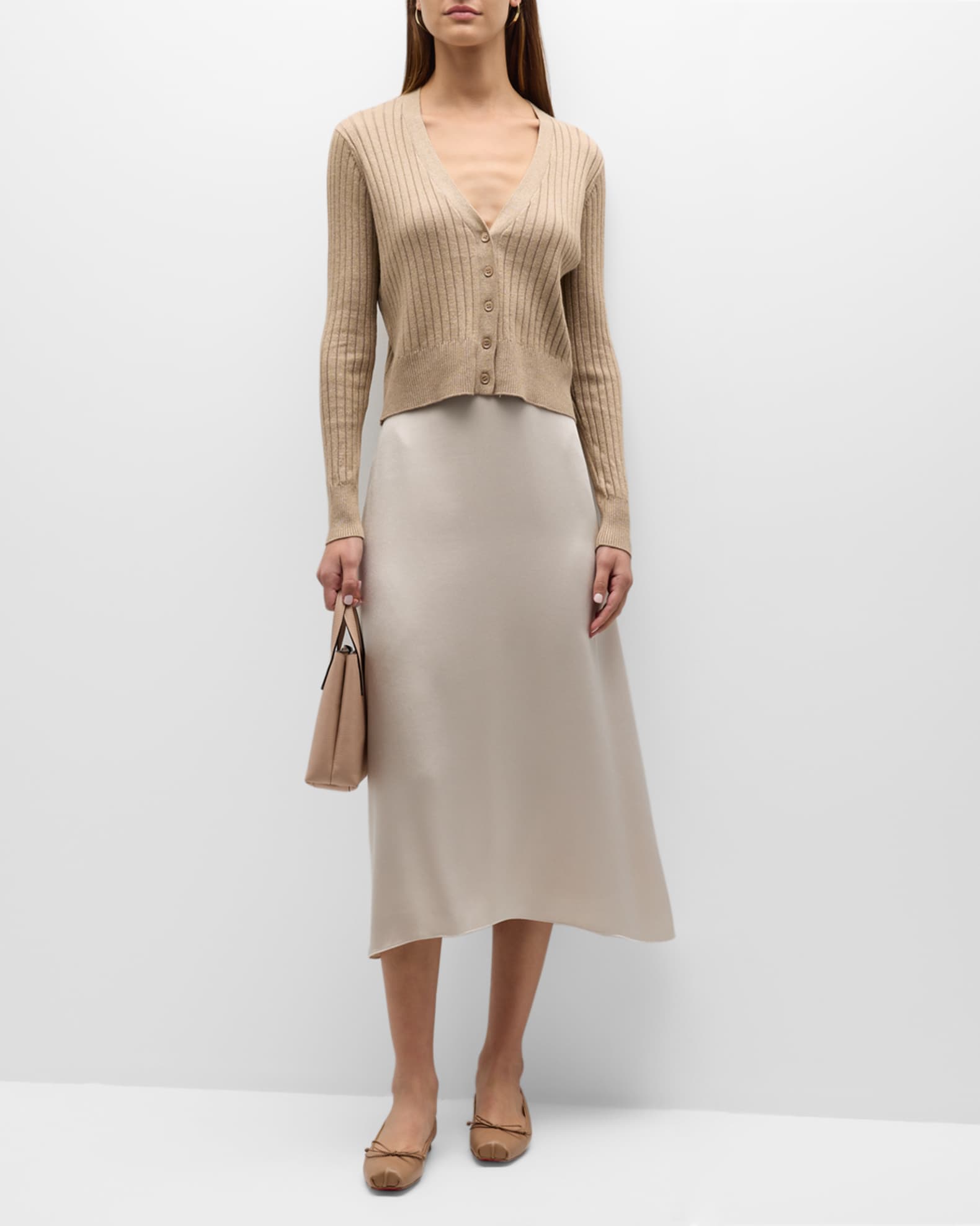 Metal Button Ribbed Cardigan