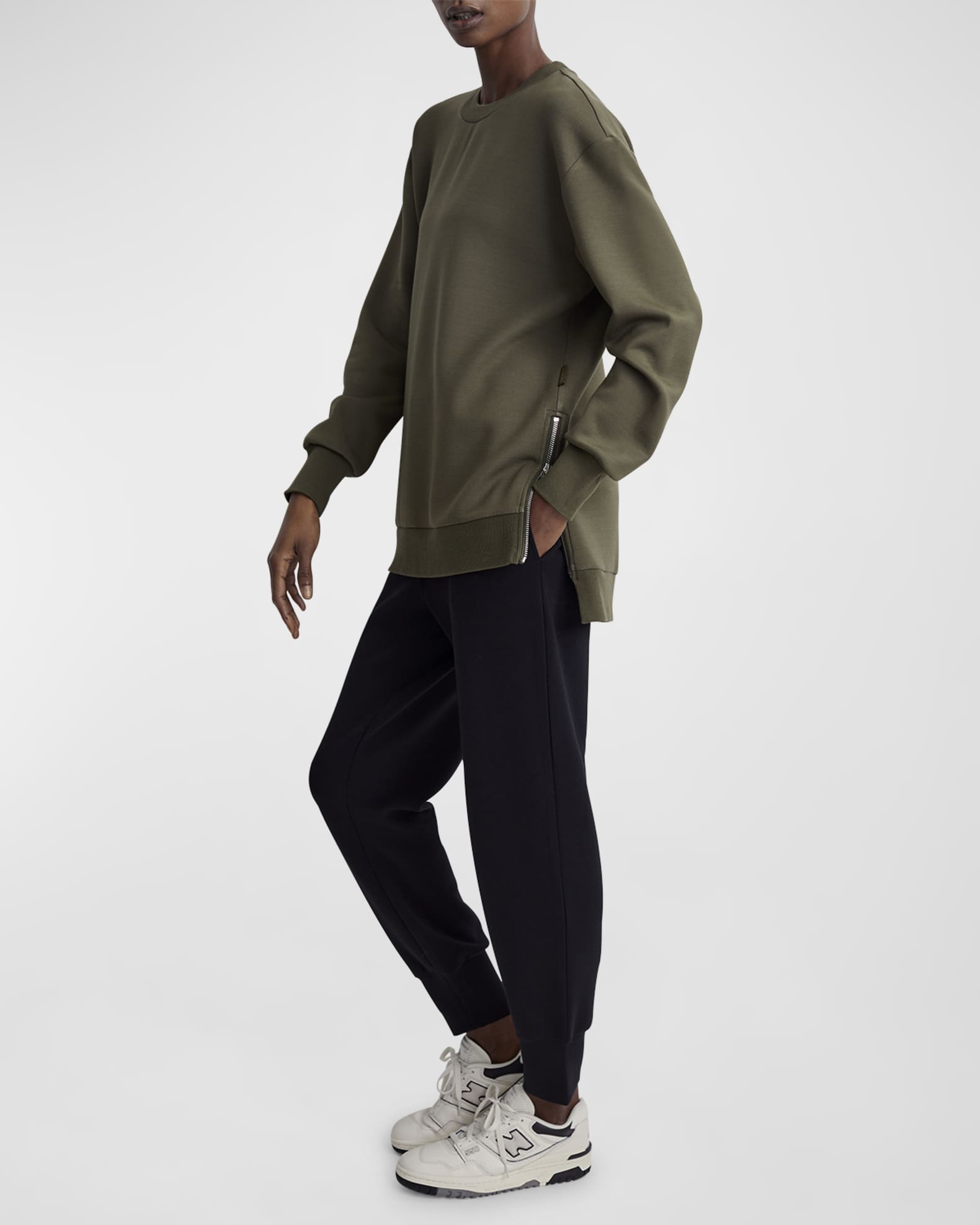 Varley Charter SideZip Crewneck Sweatshirt Neiman Marcus