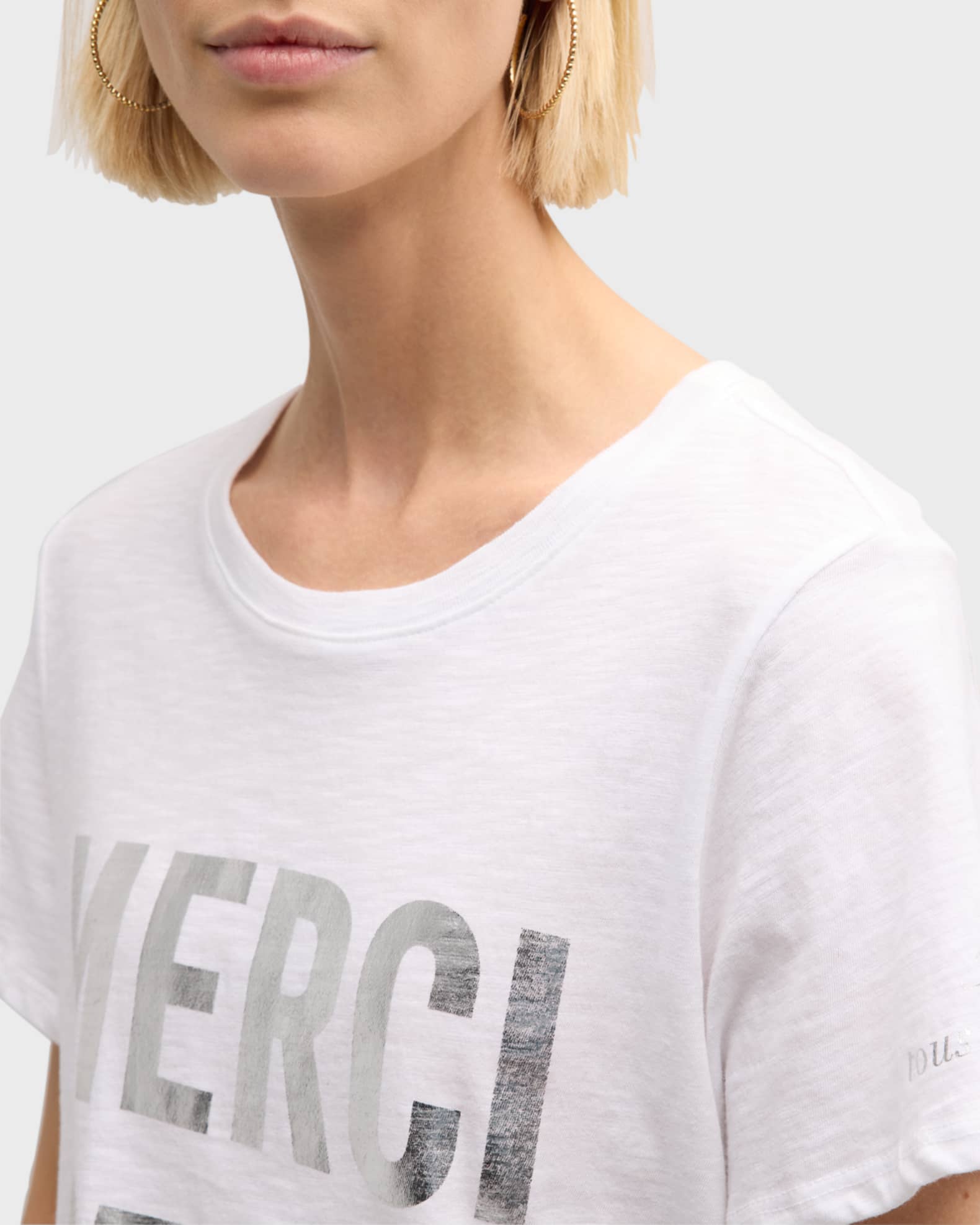 Cinq a Sept Foiled Merci Short-Sleeve Cotton T-Shirt | Neiman Marcus