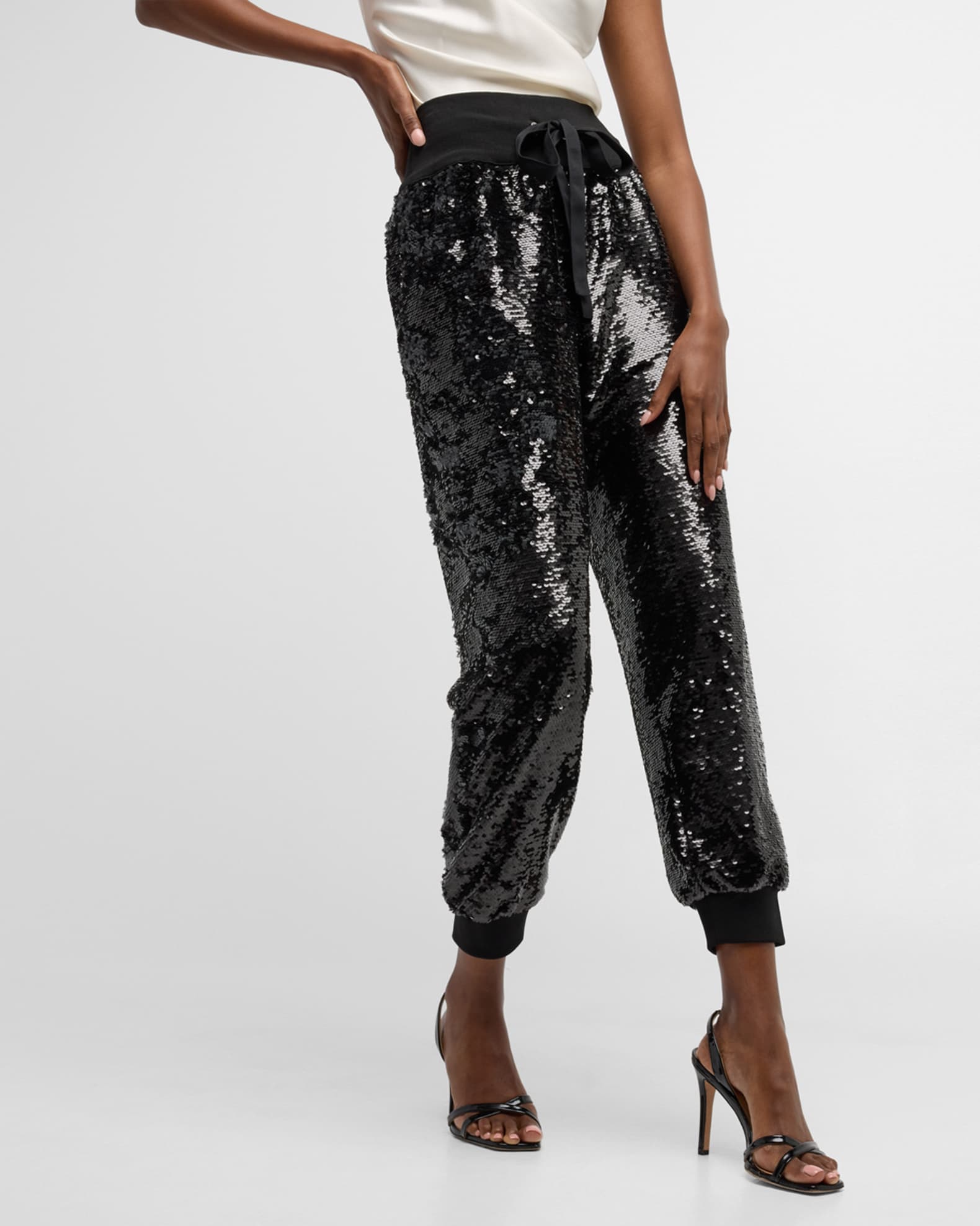 Women's Petite Sequined Jogger Pants