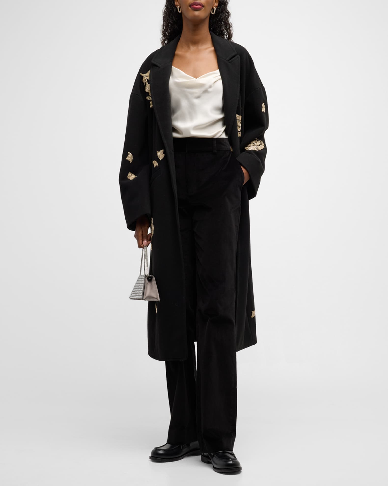 Cinq a Sept Gravis Rose Embellished Coat | Neiman Marcus