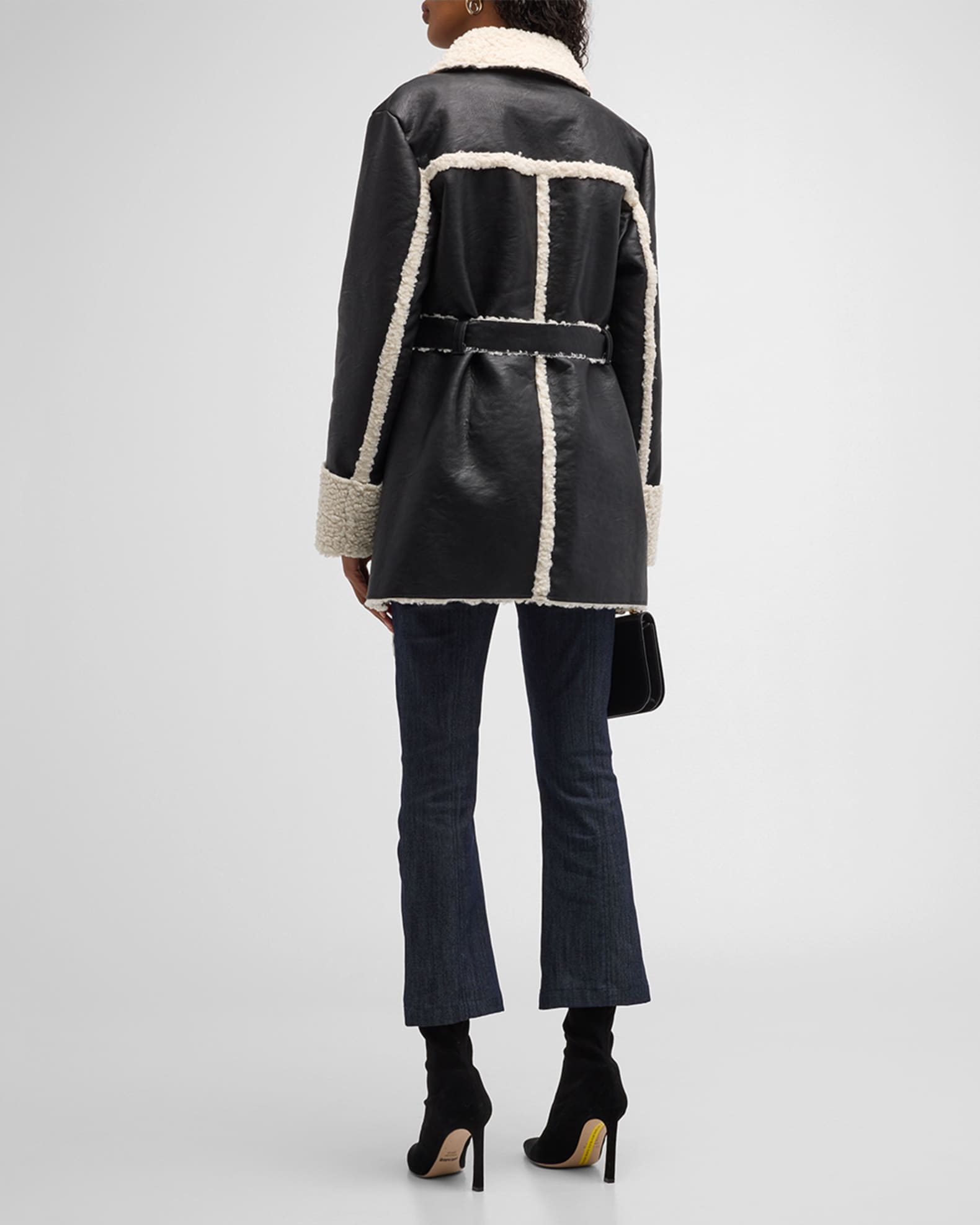 Cinq a Sept Mona Belted Faux-Shearling Coat | Neiman Marcus