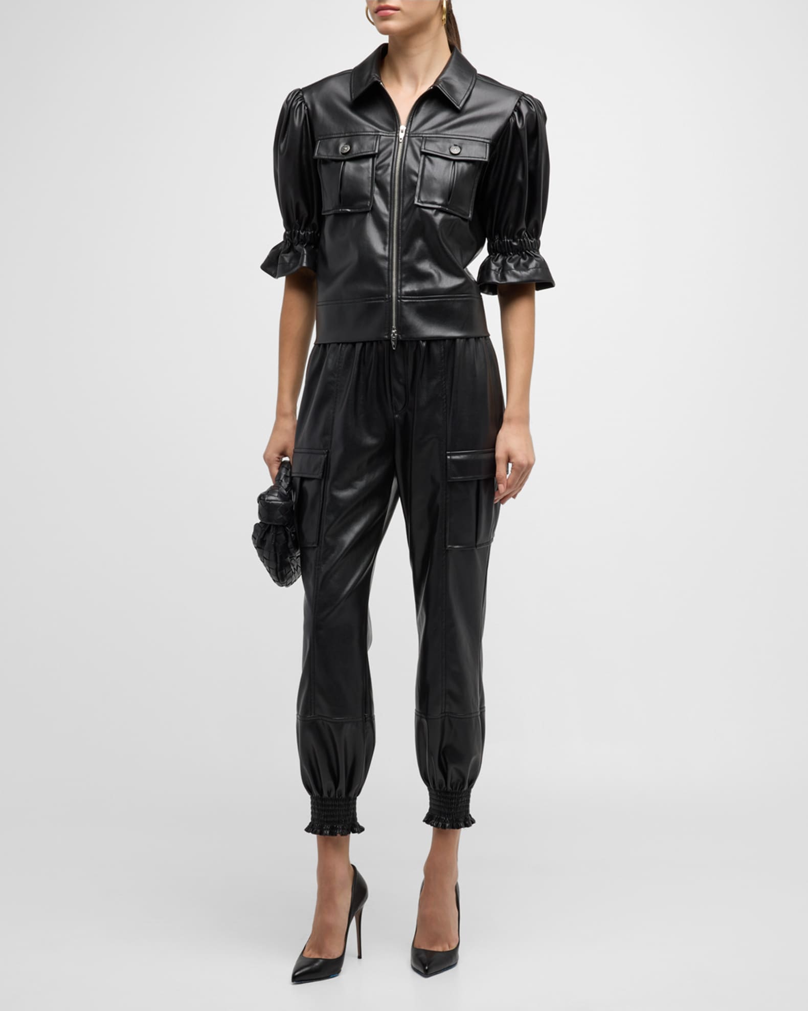 Holly Cropped Vegan Leather Jacket 1