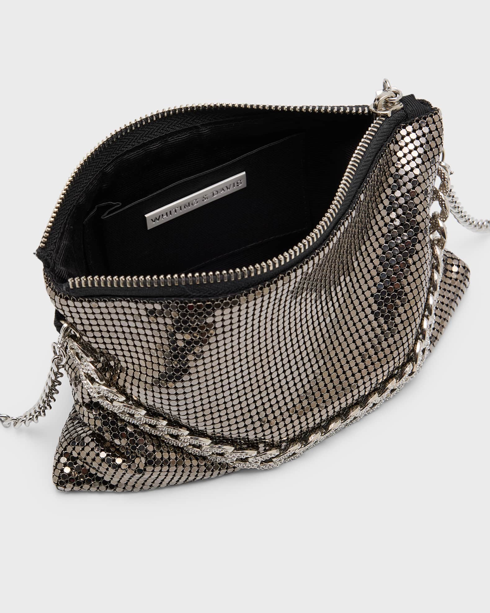 Whiting & Davis Zia Metallic Chain Crossbody Bag | Neiman Marcus