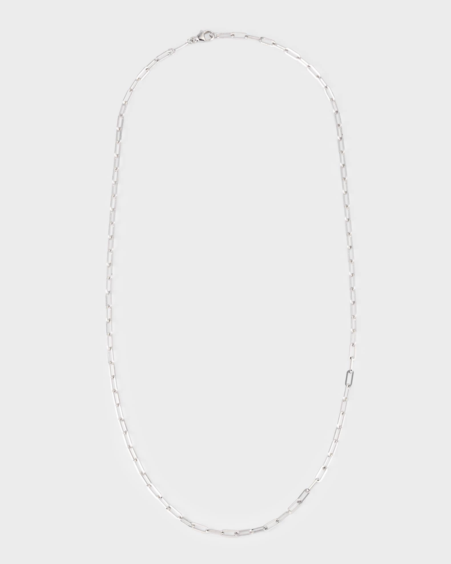 Lisa Nik 18K White Gold Paper Clip Necklace, 18"L Neiman Marcus