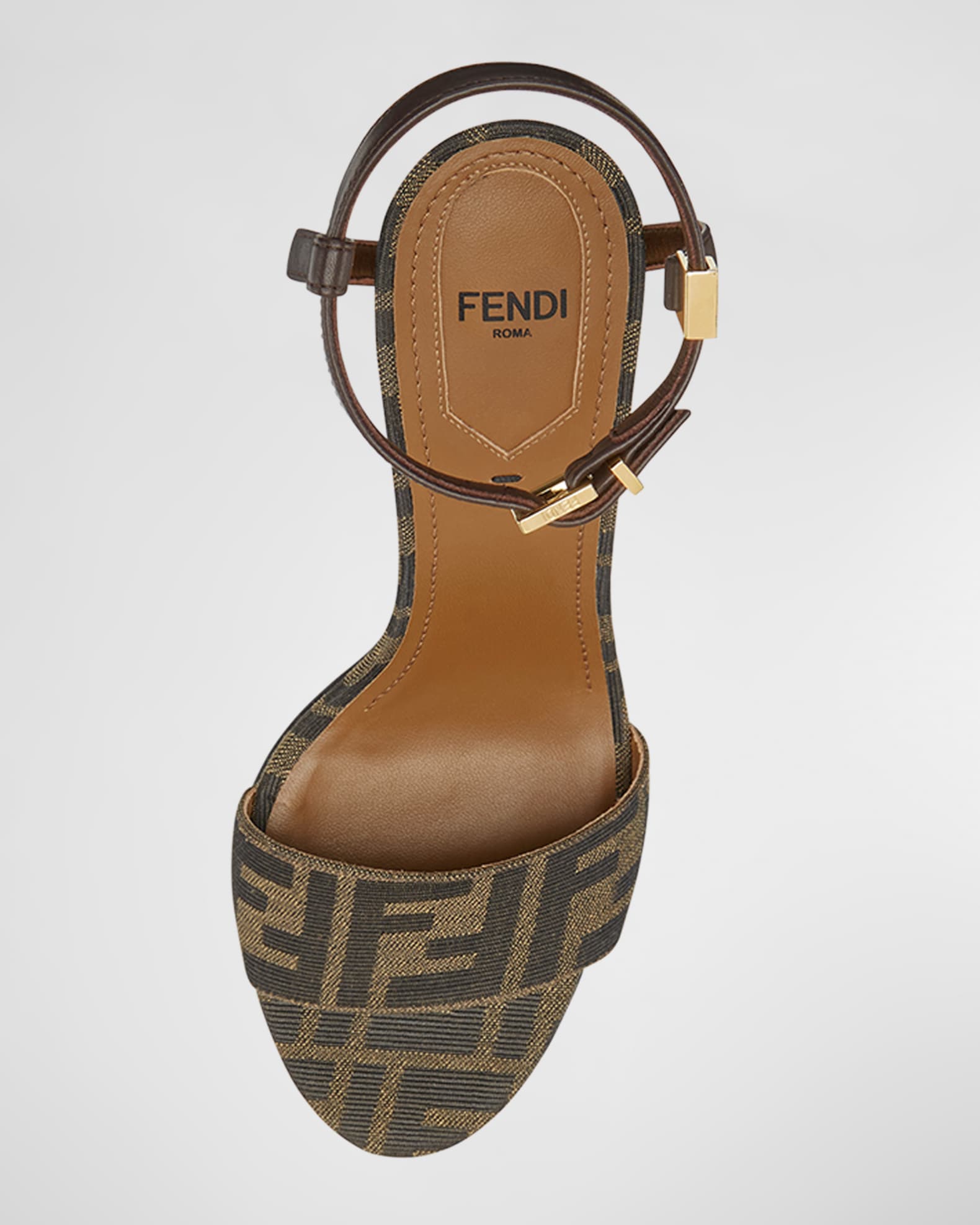 【関税込み】fendi DELFINA' SANDALS Fendi Delfina FF Metallic-Heel Sandals | Neiman Marcus