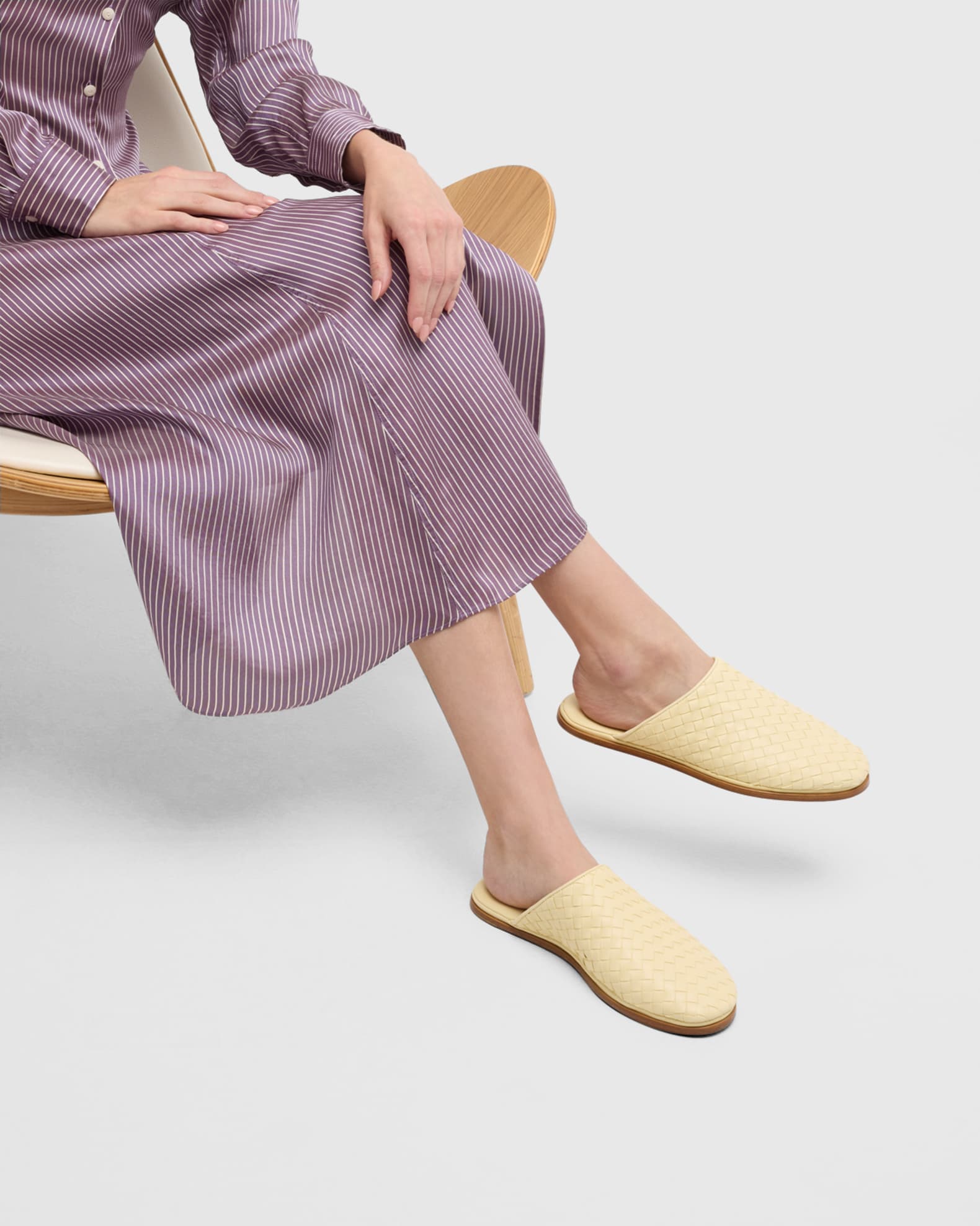 Intrecciato Woven Leather Mule Slippers 1