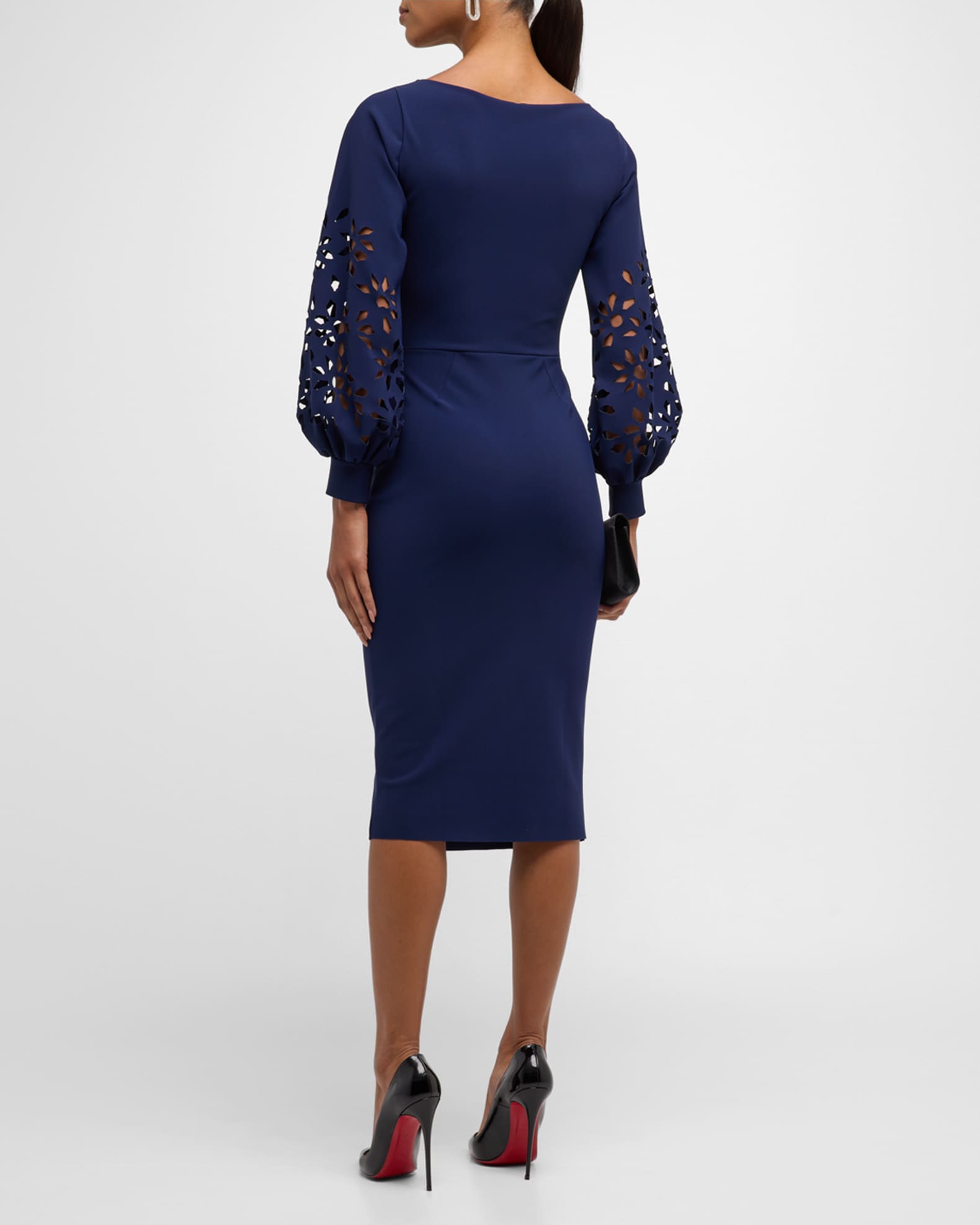Chiara Boni La Petite Robe Gallilia Cutout Ruffle Sheath Midi Dress Neiman Marcus