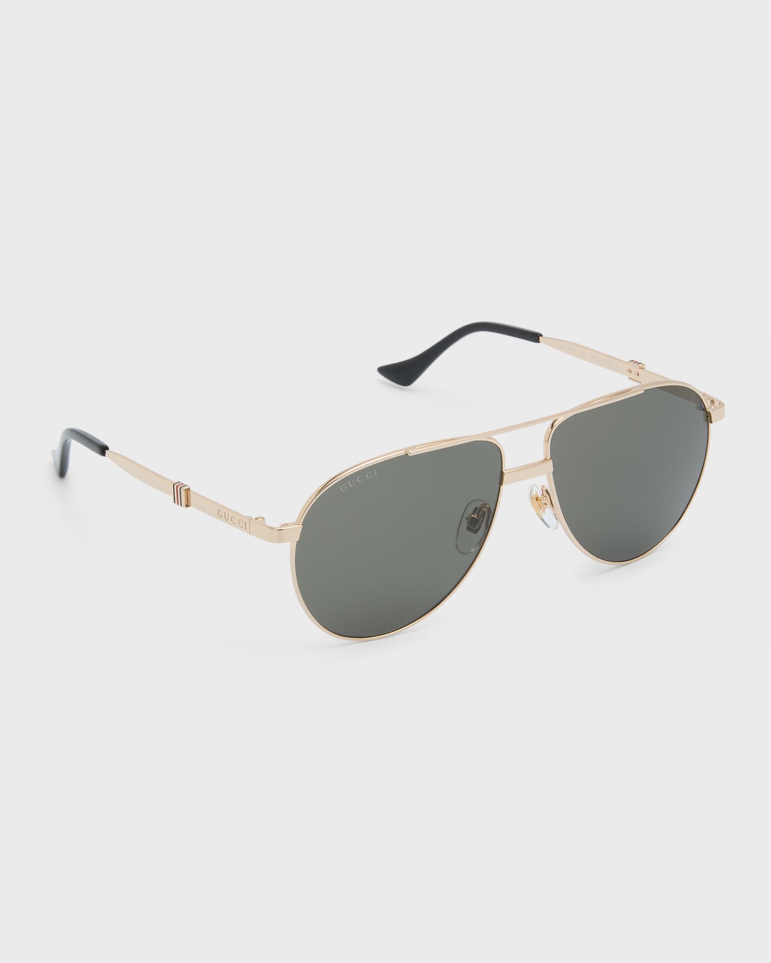 gucci black and gold aviator sunglasses