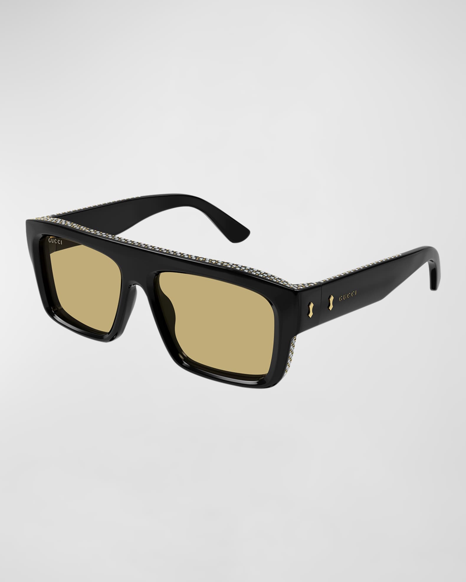 Gucci Men s GG1461Sm Acetate Rectangle Sunglasses with Crystals