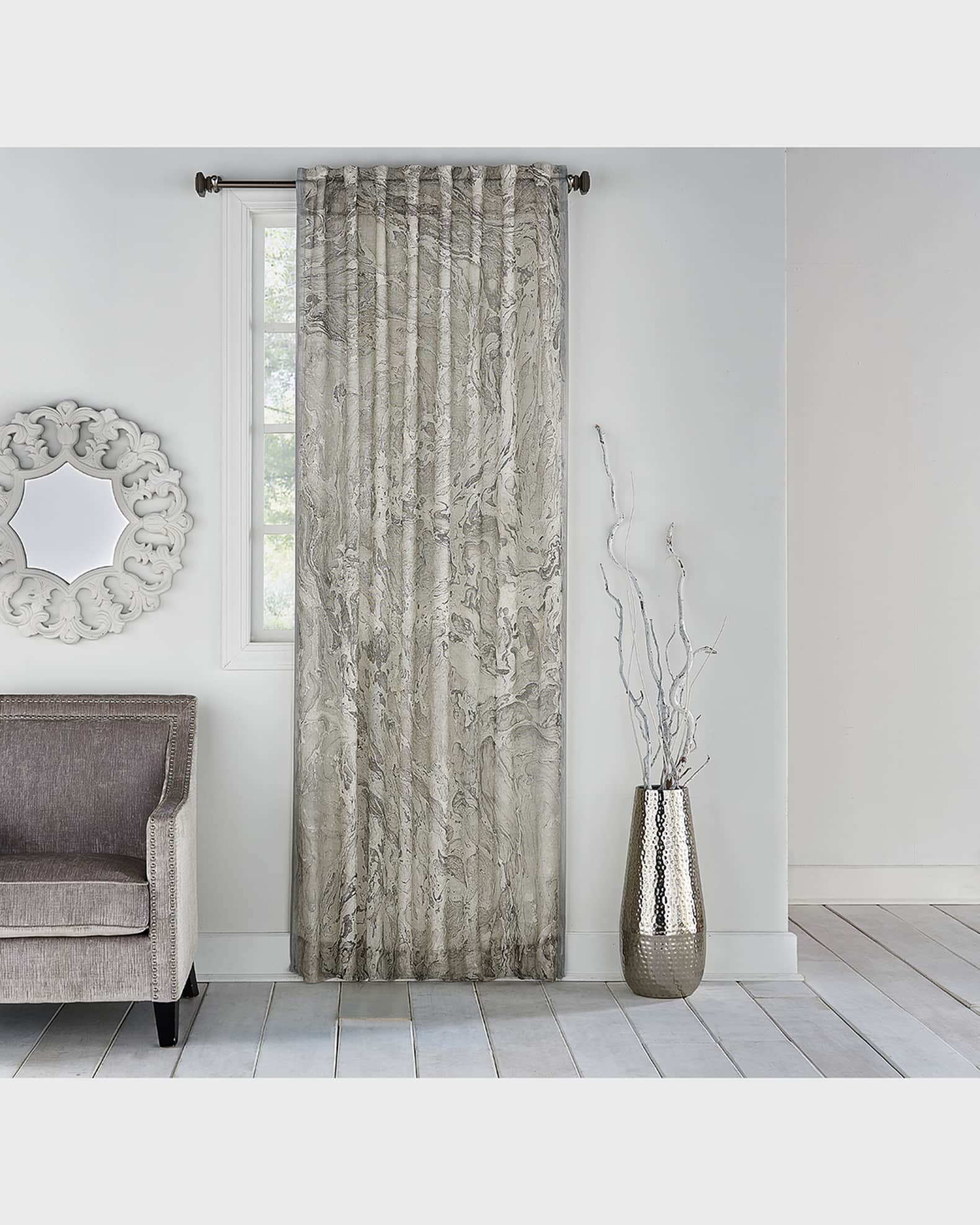 Cloud 9 Design Granite Marble-Print Light-Filtering Curtain Panel, 108"