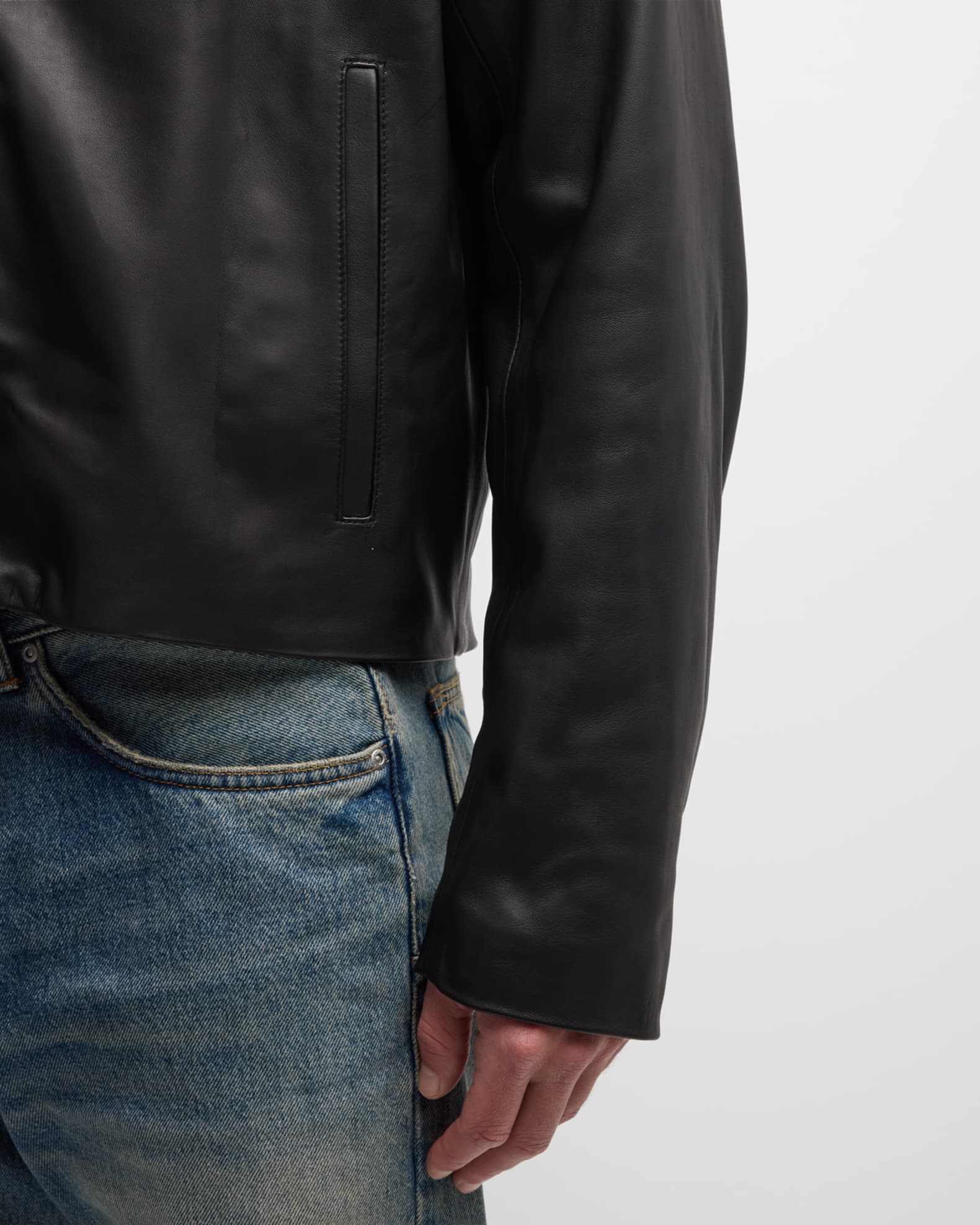John Elliott Men's Cropped Leather Blouson Jacket | Neiman Marcus