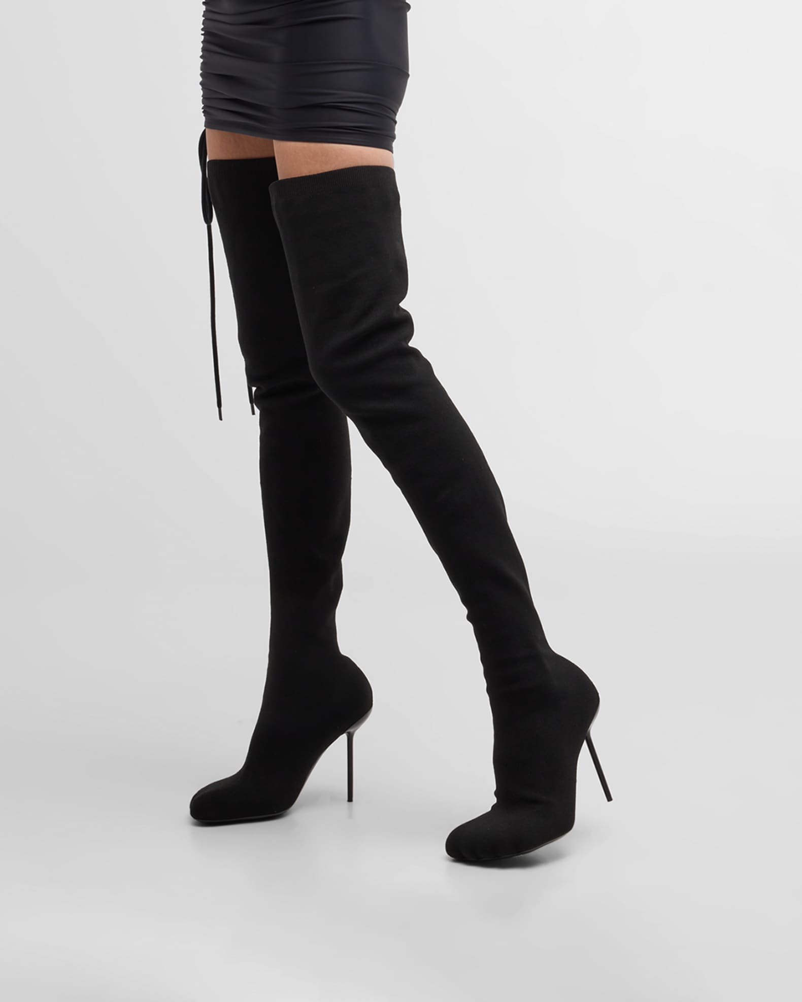 BALENCIAGA Anatomic stretch-knit thigh boots  Thigh boot, Thigh high sock  boots, Thigh high sock