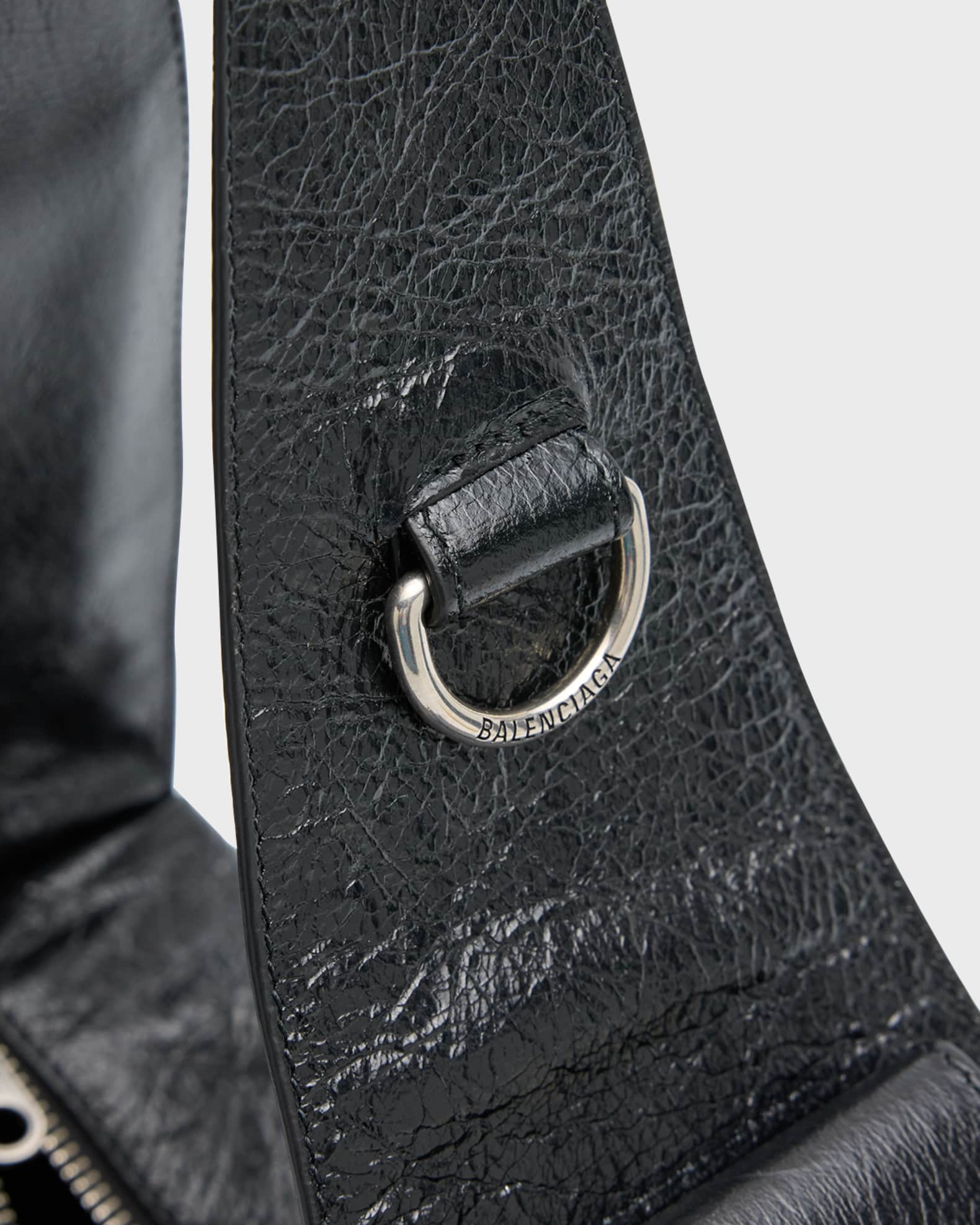 Black Superbusy XS crinkled-leather shoulder bag, Balenciaga
