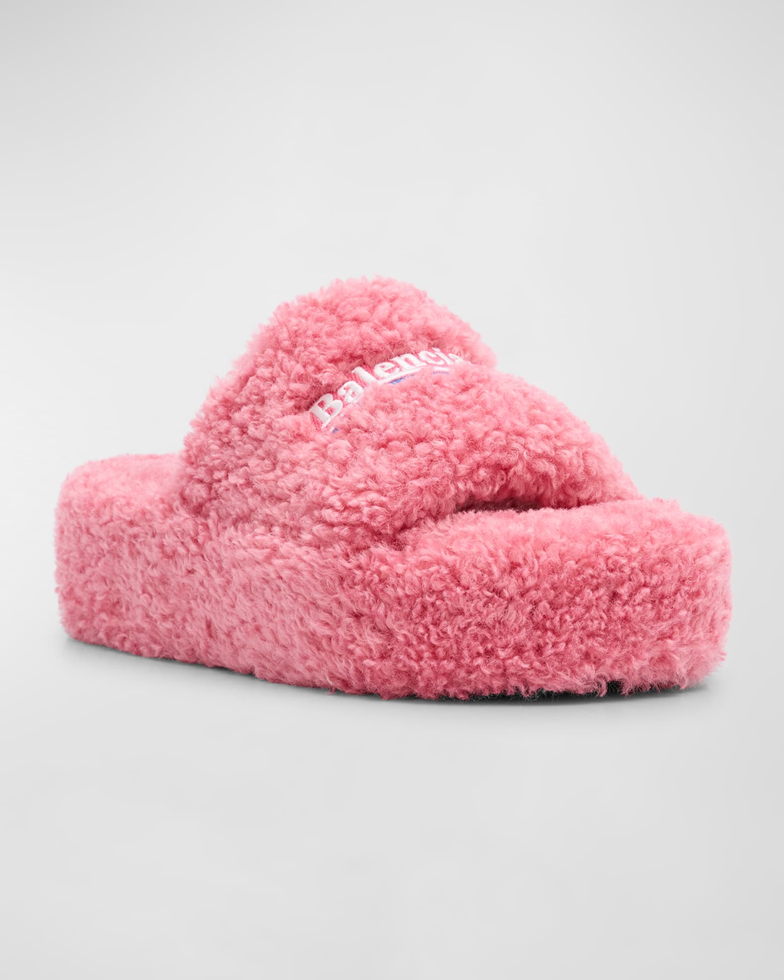 Balenciaga Furry Platform Sandals | Neiman Marcus