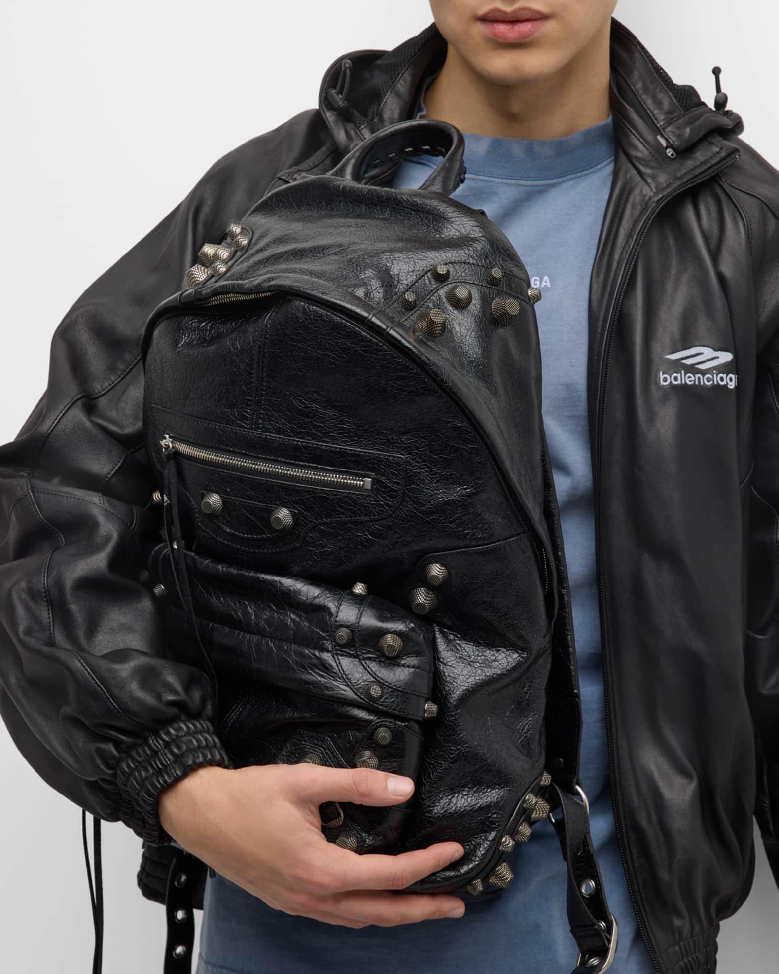 Men's Le Cagole Studded Leather Backpack 1