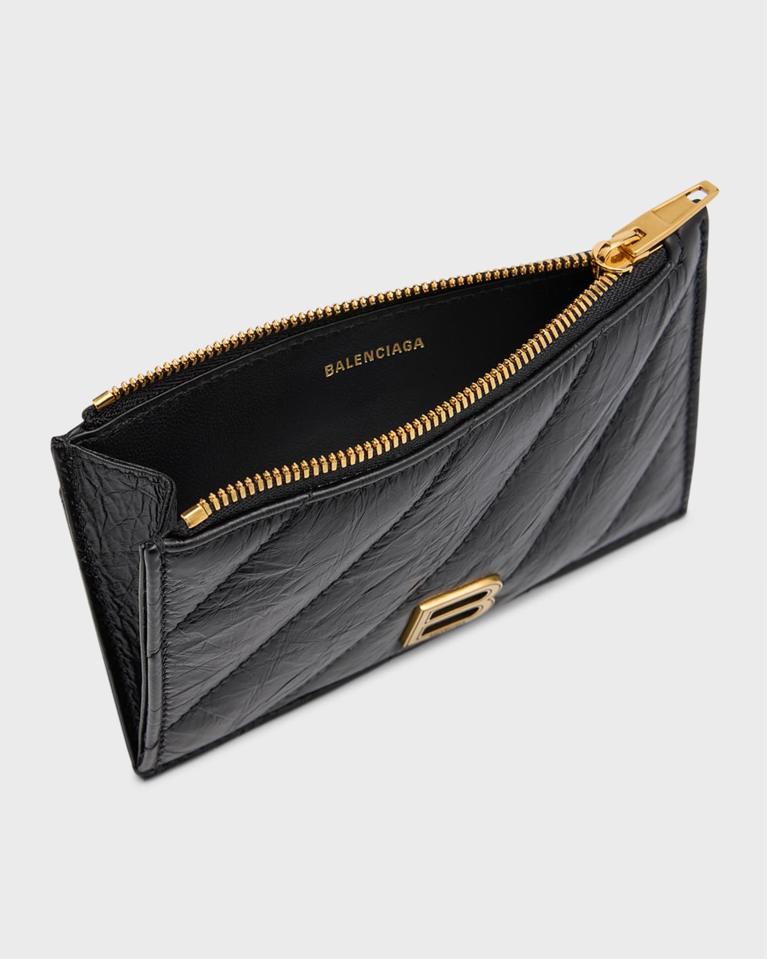 ■BALENCIAGA■ Crush Long Coin Card Holder Black 7664652AA65 Balenciaga Crush Long Coin And Card Holder Quilted | Neiman