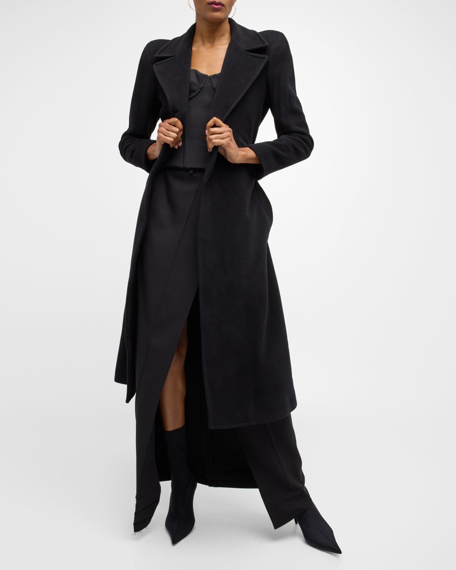Balenciaga Round Shoulder Fitted Coat | Neiman Marcus
