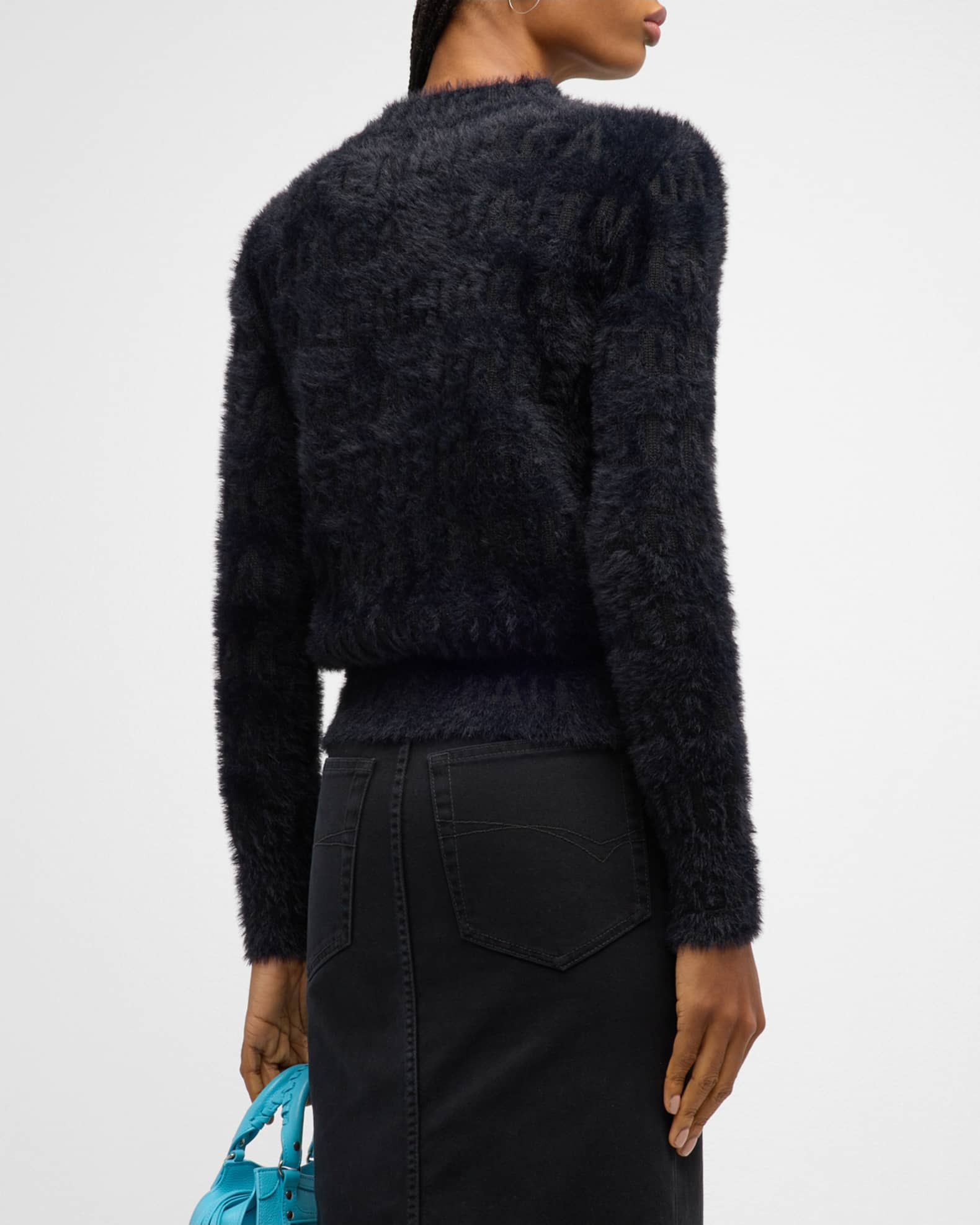 ニット/セーター BALENCIAGA - BALENCIAGA 2017 FurryCape Scarf Knitwear Balenciaga - Faux-Fur Scarf - Pink Balenciaga