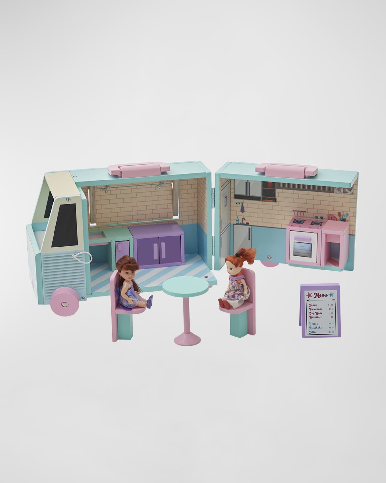 Olivia's Little World Food Truck Dollhouse + Accessories for 3.5" Dolls, Multi 1