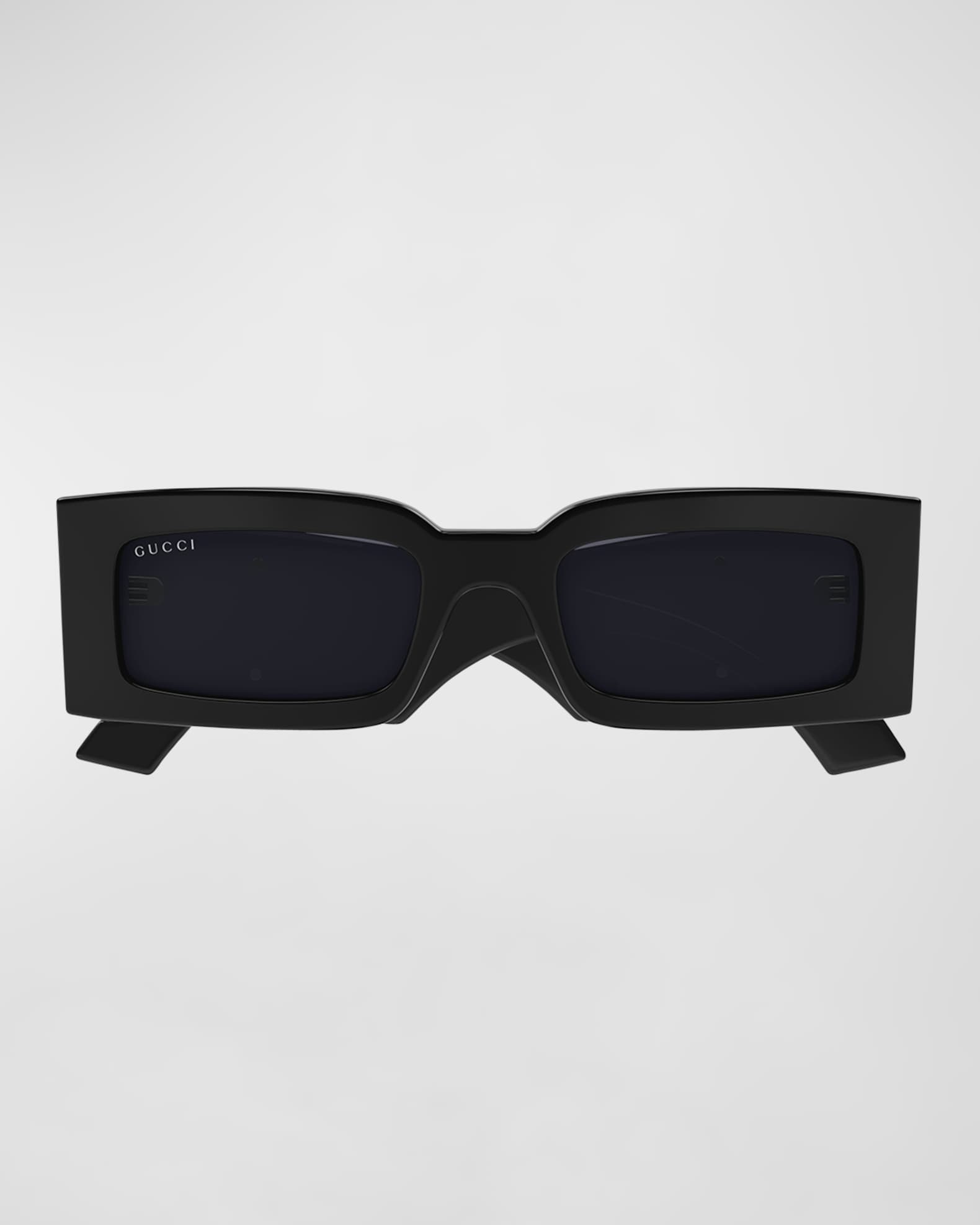 Gucci Beveled Acetate Rectangle Sunglasses | Neiman Marcus