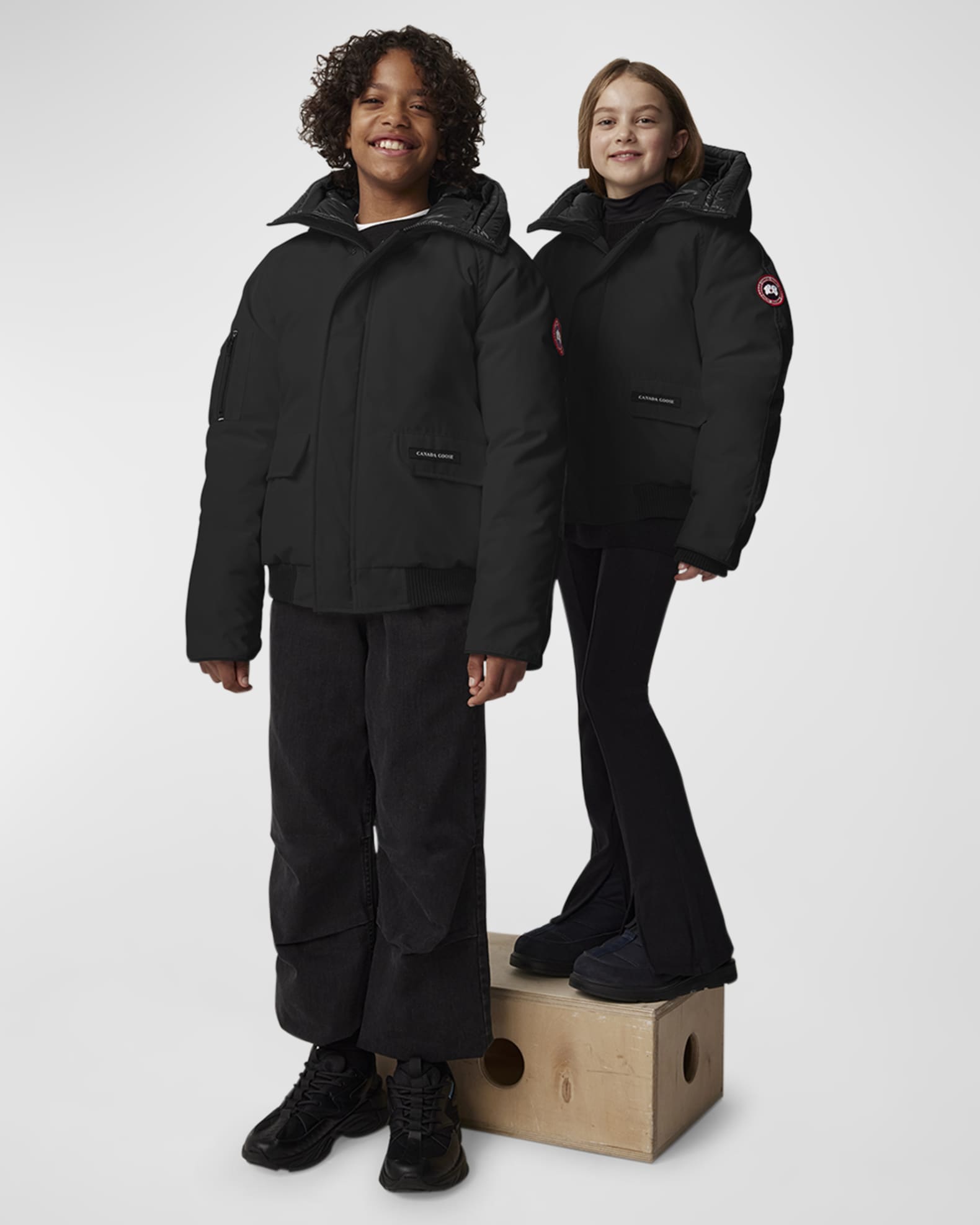 Canada Goose Kid s Chilliwack Hooded Down Bomber Jacket Size S L Neiman Marcus