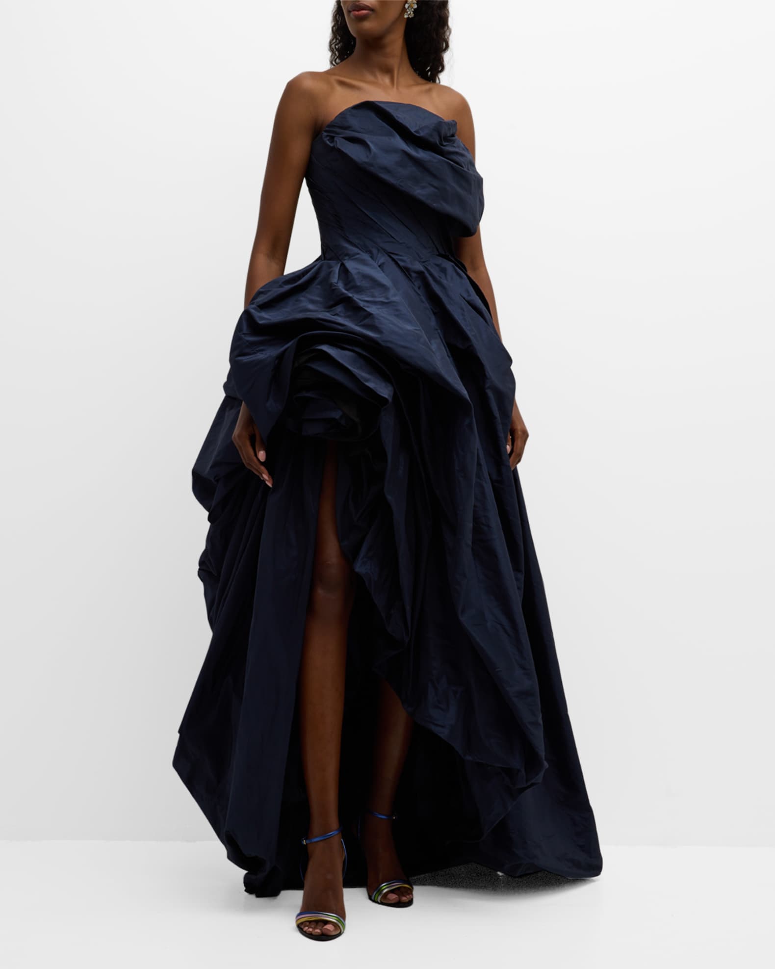Rhonda high slit taffeta dress hot sale