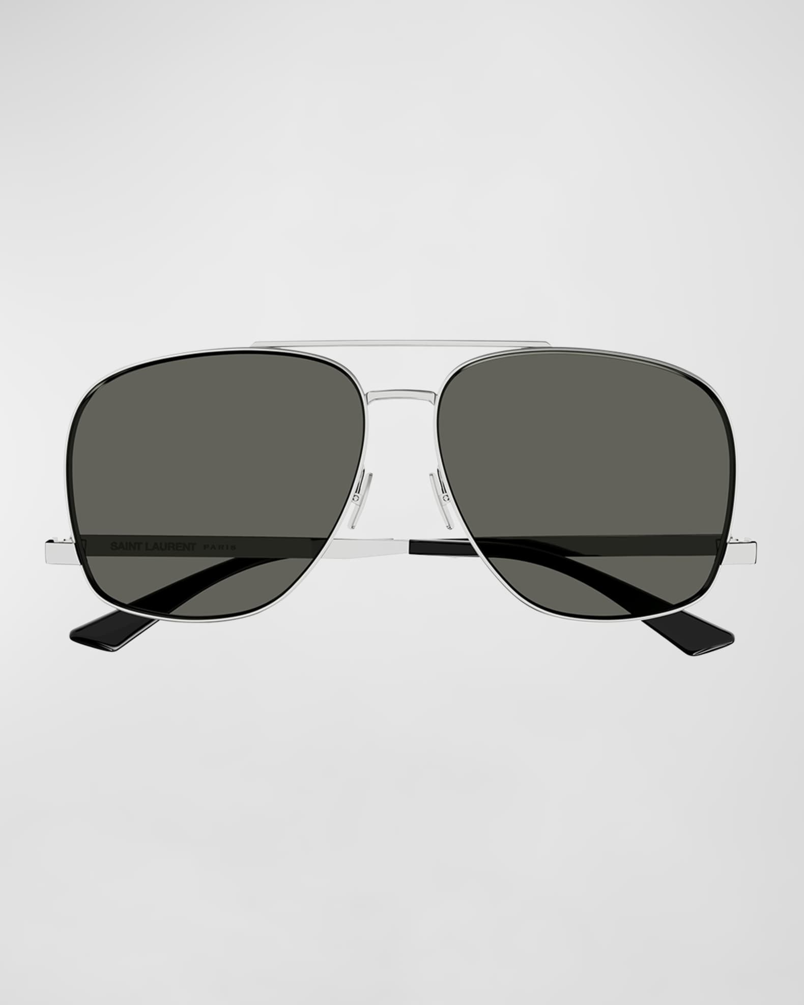 SAINT LAURENT EYEWEAR Leon aviator-style silver-tone sunglasses