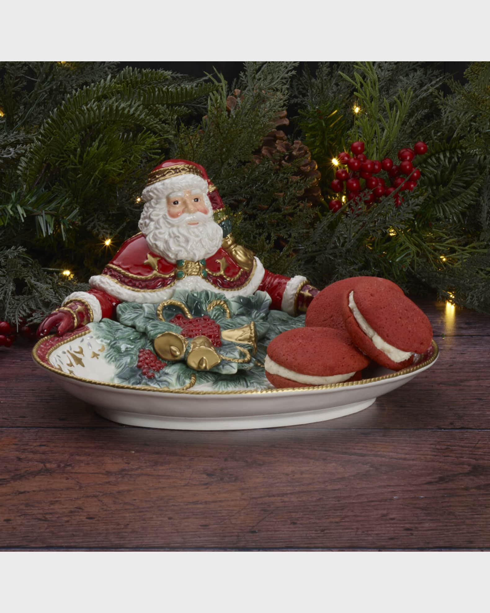 Fitz & Floyd Noel Holiday Santa Serving Platter Neiman Marcus