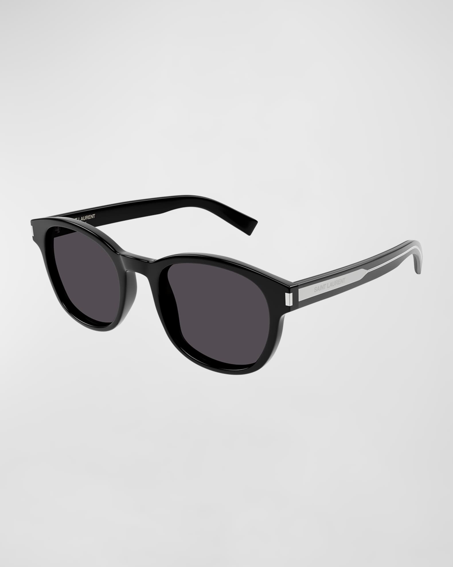 Saint Laurent Monogram Round Frame Acetate Sunglasses in Black