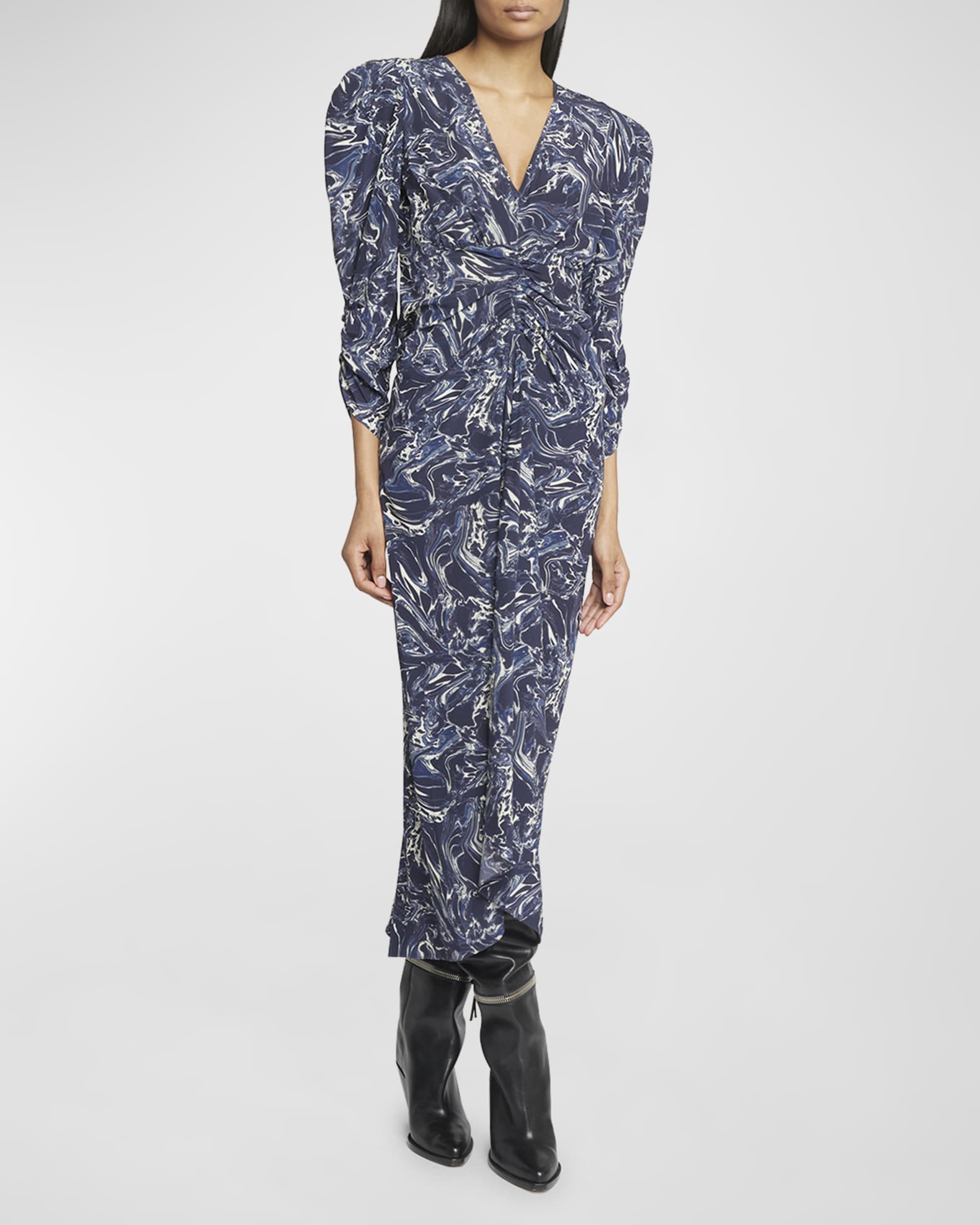 Isabel Marant Albini V-Neck Midi Dress | Neiman Marcus