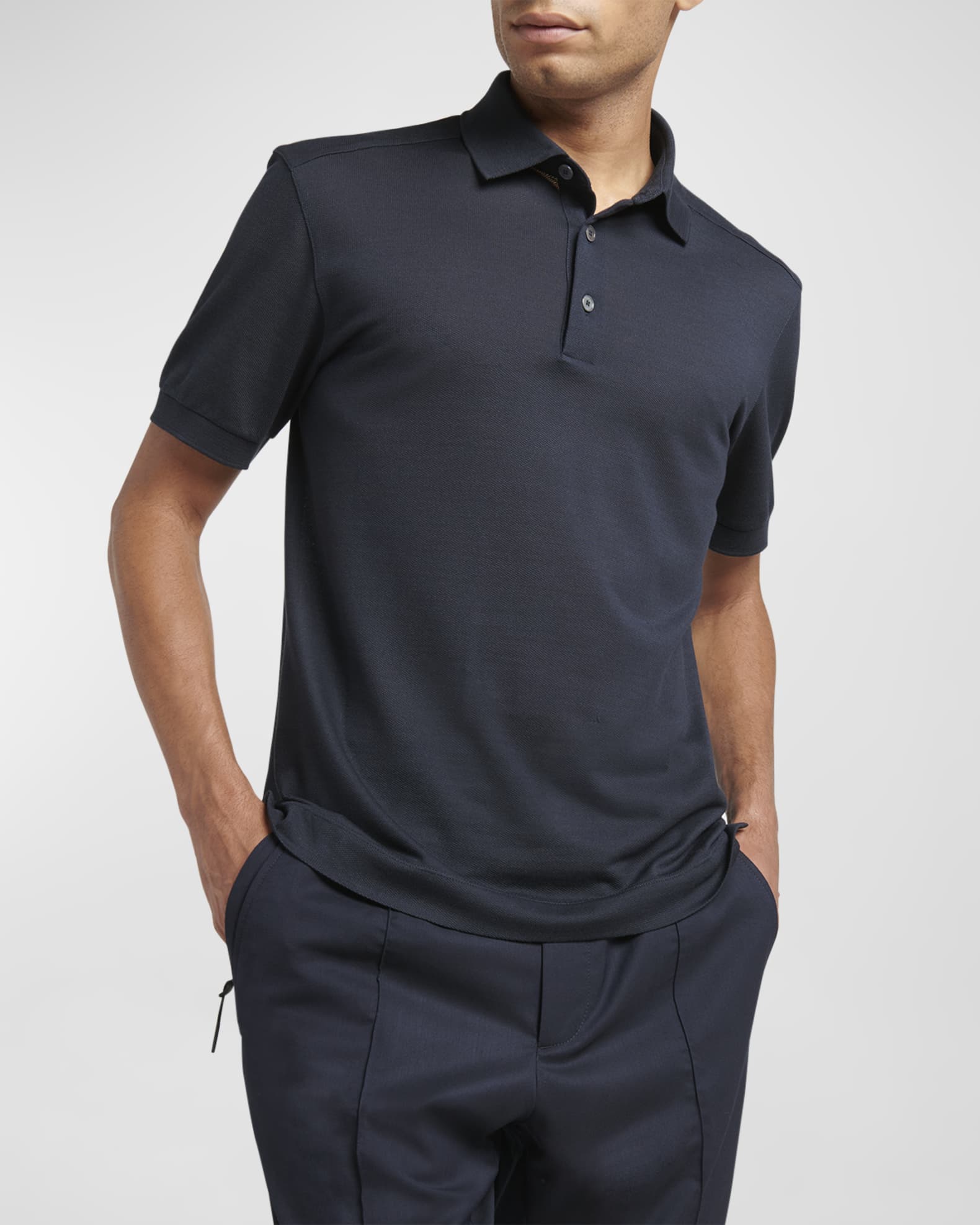 Men Cotton Polo Shirt Solid