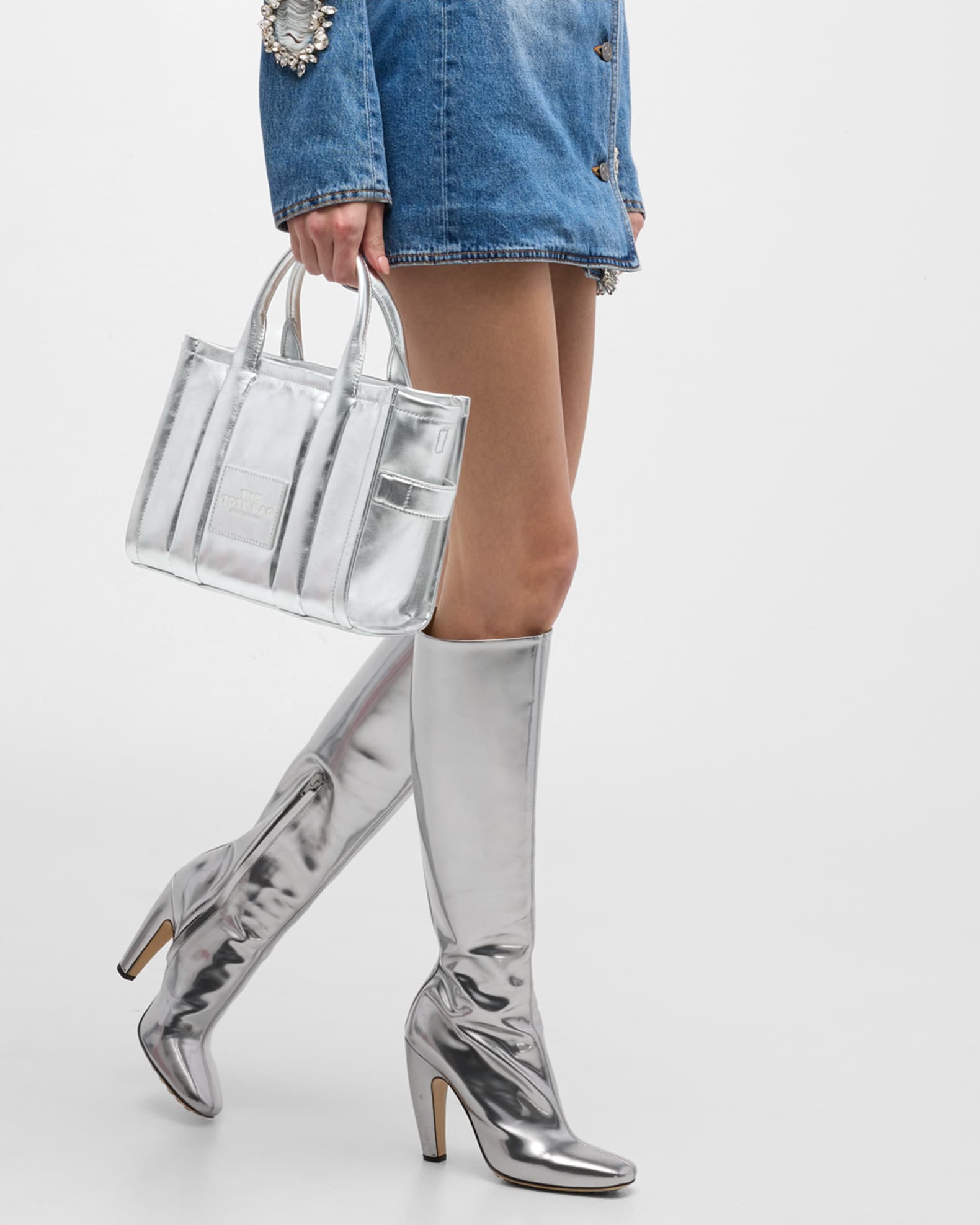 Marc Jacobs The Metallic Leather Small Tote Bag Neiman Marcus