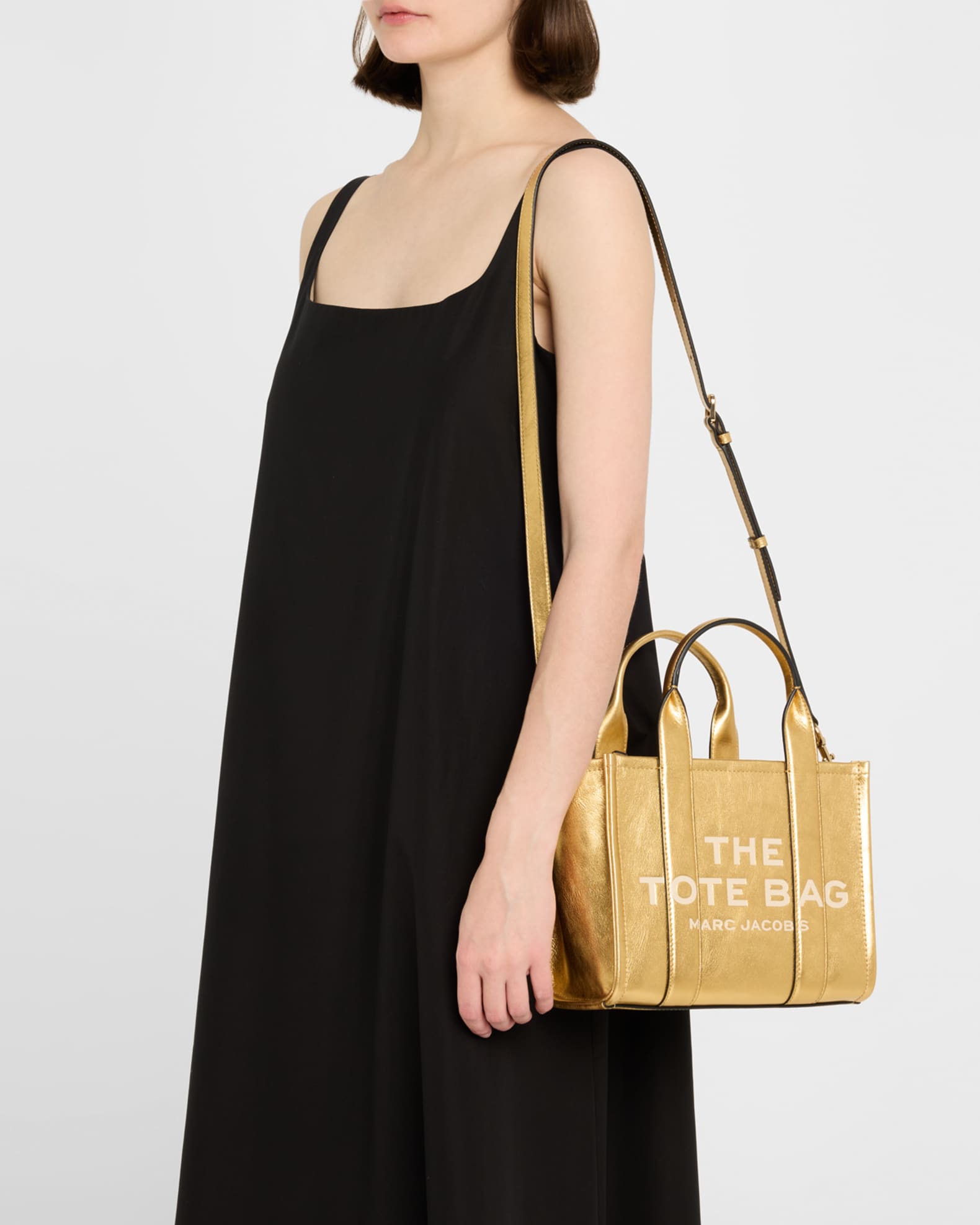 トートバッグ Marc Jacobs Gold Leather The Small Tote Bag Marc Jacobs The Metallic Leather Small Tote Bag | Neiman Marcus