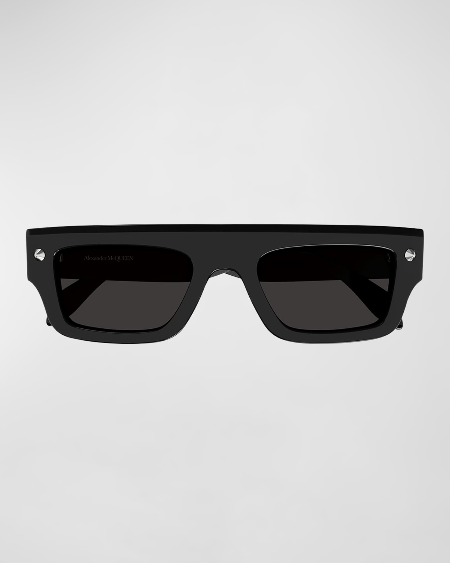 Alexander McQueen Flat Top Studded Acetate Rectangle Sunglasses Neiman Marcus