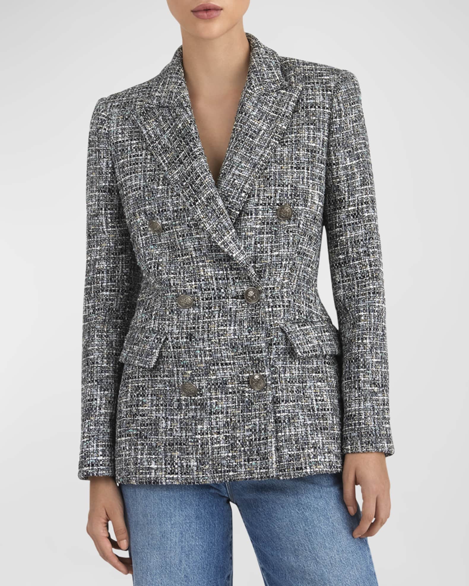 WINTAGE Men's Tweed Casual and Festive Blazer Coat Jacket: Grey Grey / 40 / Medium