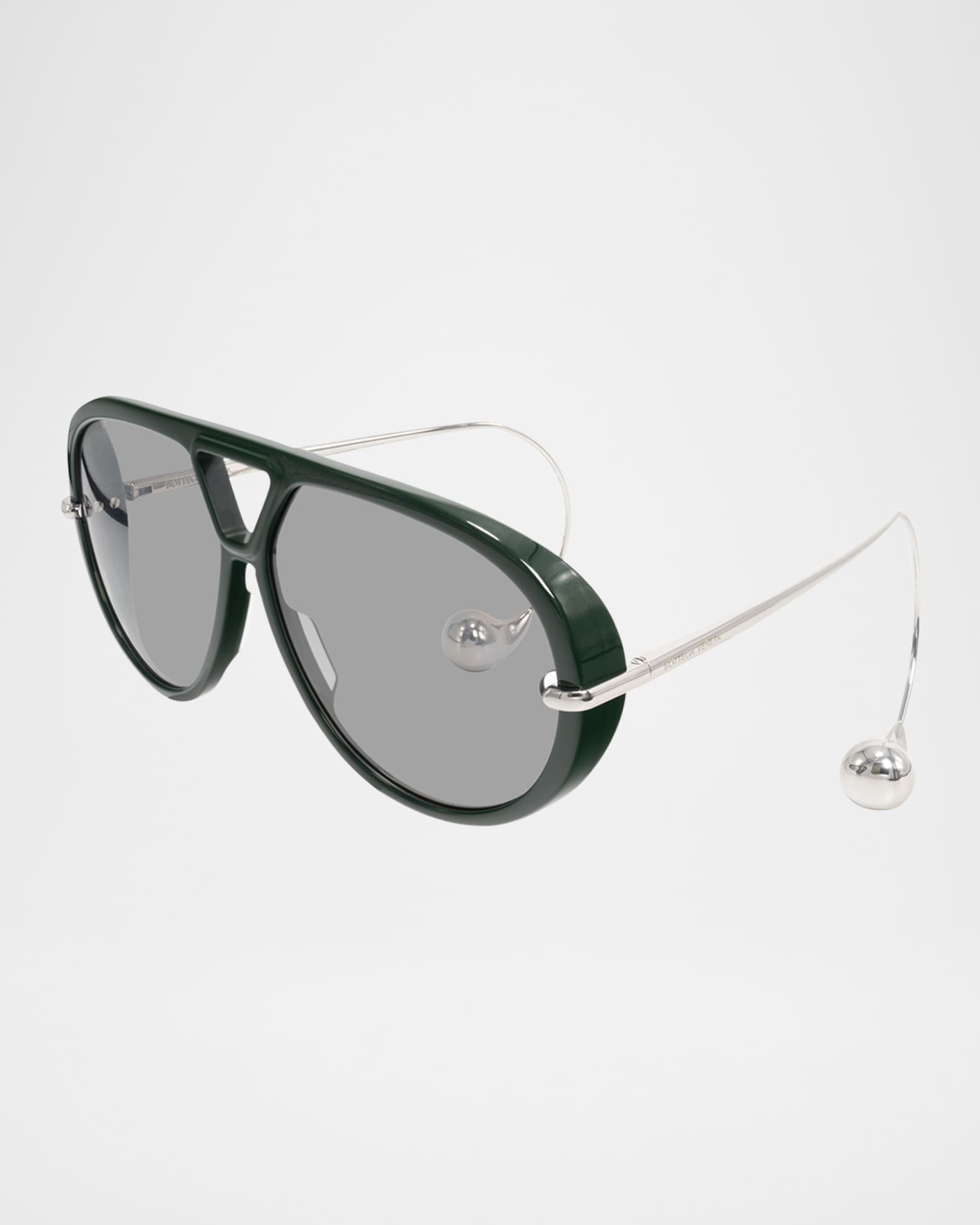 Geometric Acetate & Metal Alloy Aviator Sunglasses  0