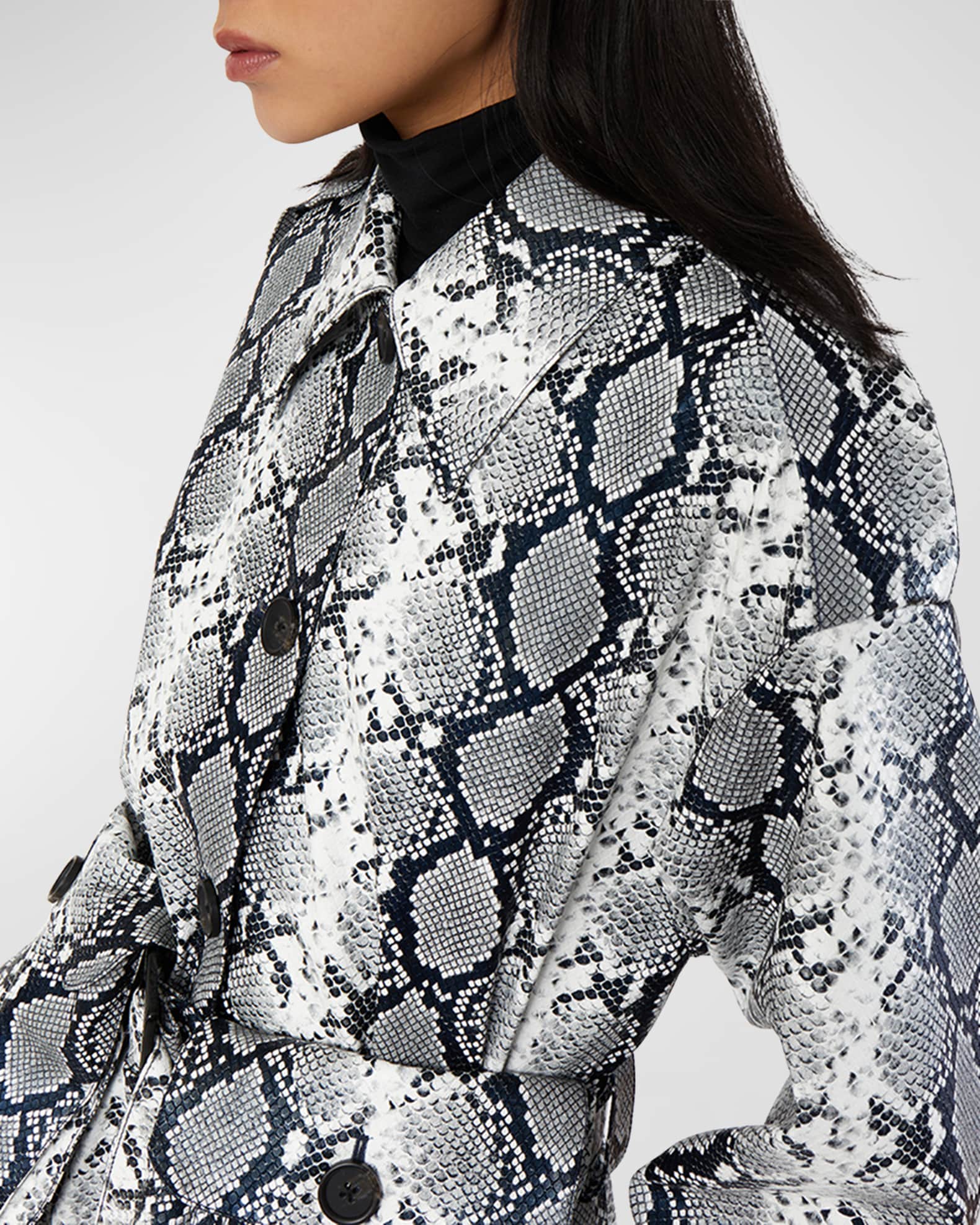 APPARIS Ingrid Python Print Faux Leather Trench Coat | Neiman Marcus