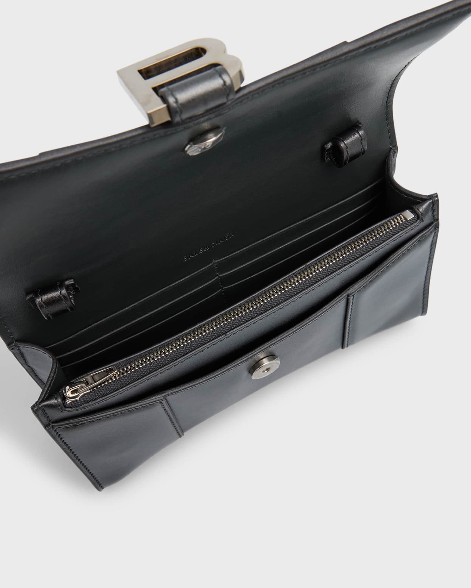 Balenciaga Hourglass Wallet On Chain Metallized | Neiman Marcus