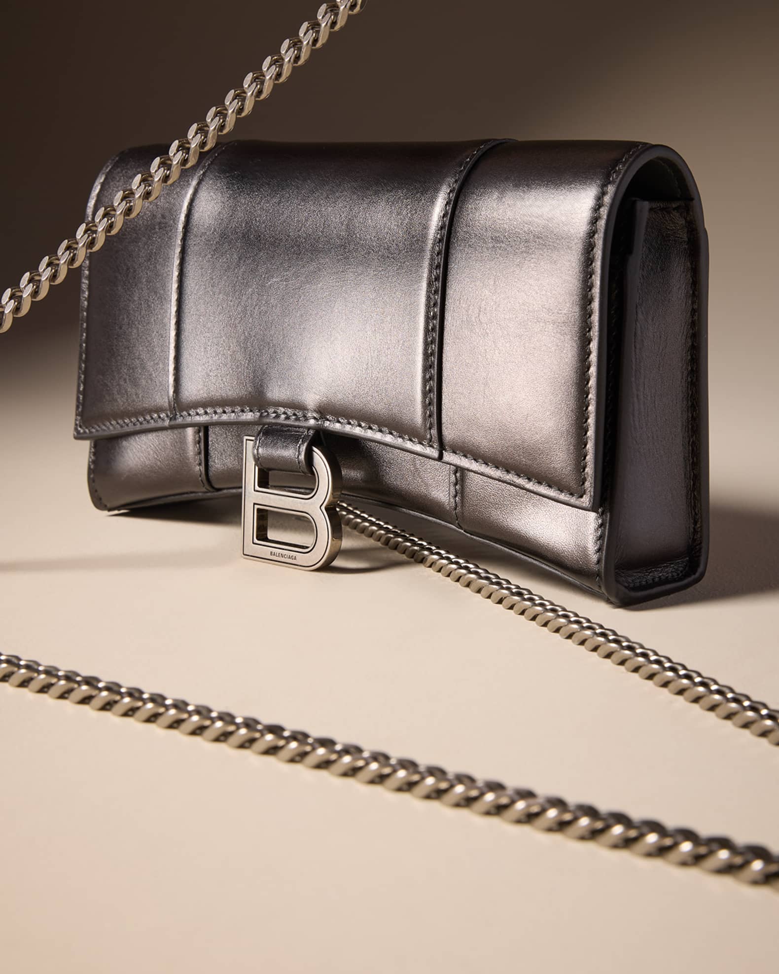 【BALENCIAGA】 HOURGLASS MINI WALLET ON CHAIN Balenciaga Hourglass Chain Leather Wallet on Chain
