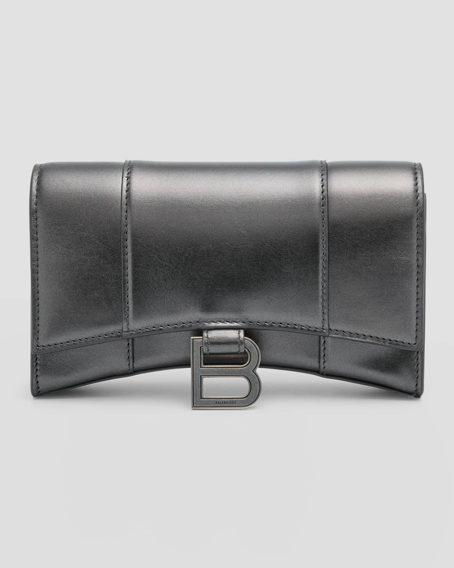 Balenciaga Hourglass Wallet On Chain Metallized | Neiman Marcus