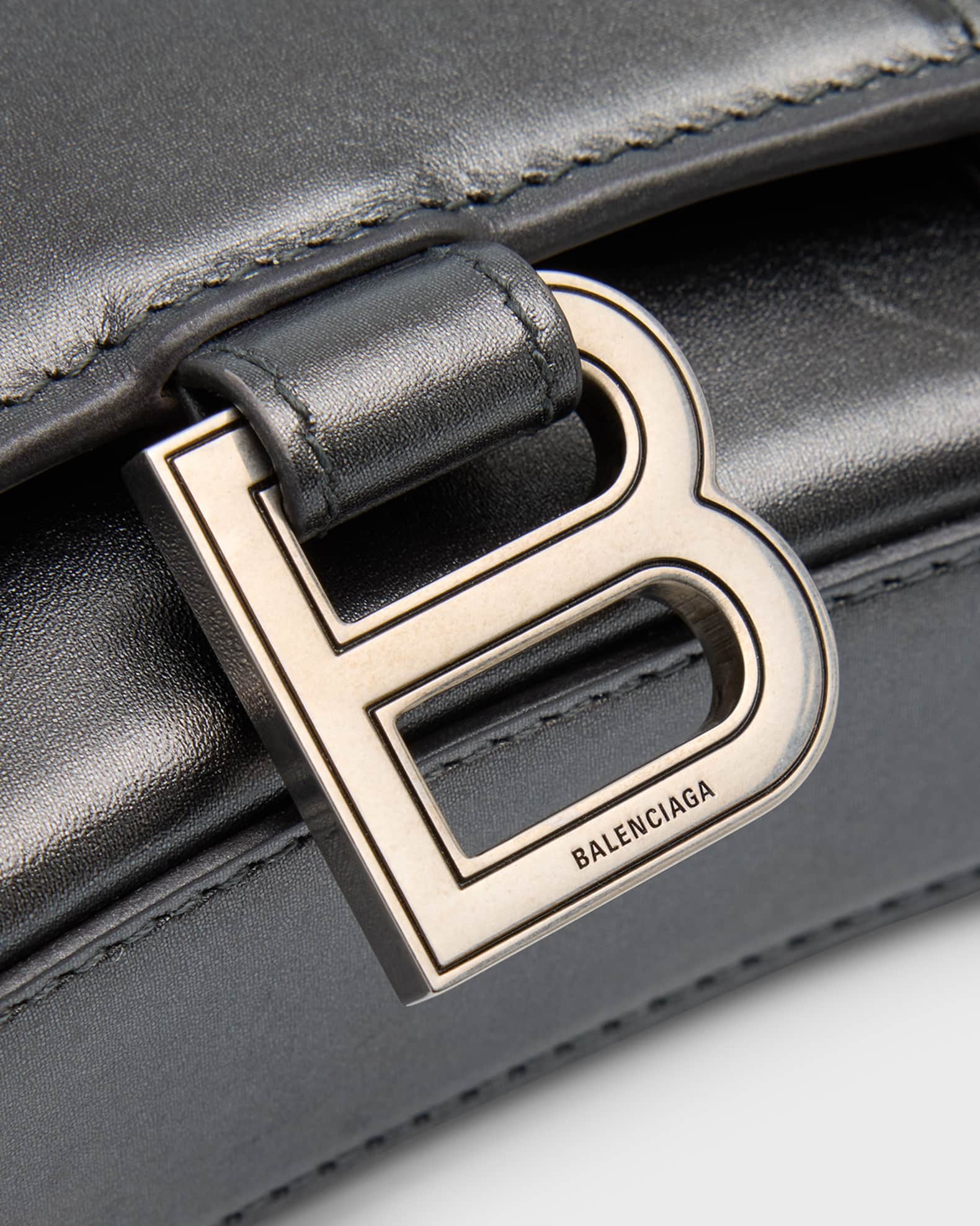 Balenciaga Hourglass Wallet On Chain Metallized | Neiman Marcus