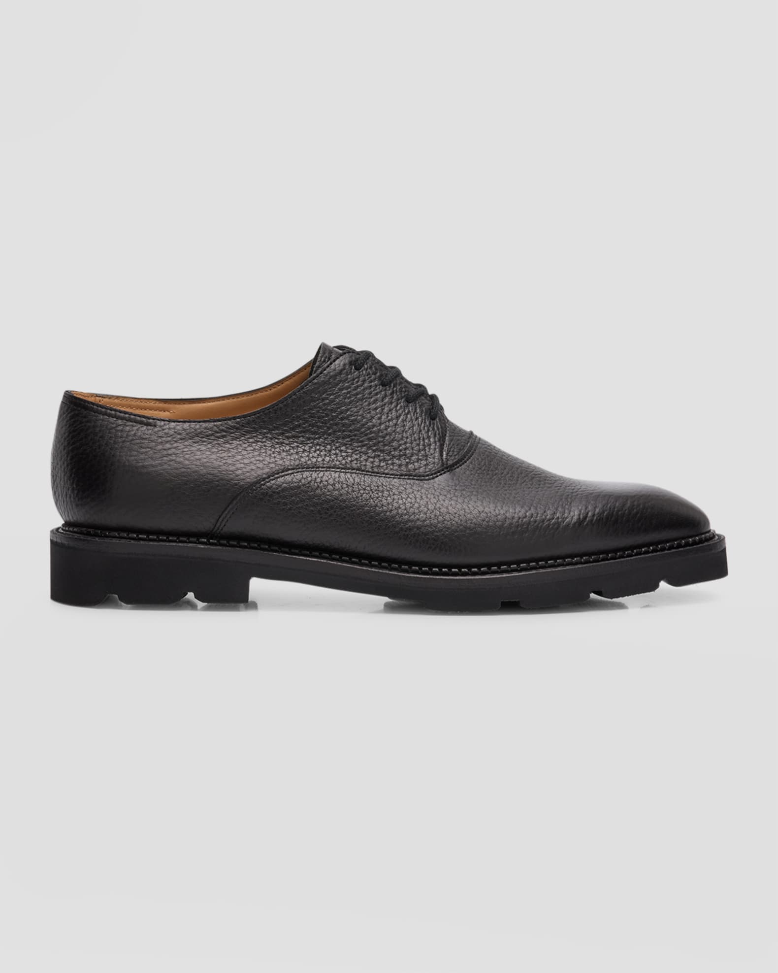 Giorgio Armani almond-toe leather derby shoes - Black