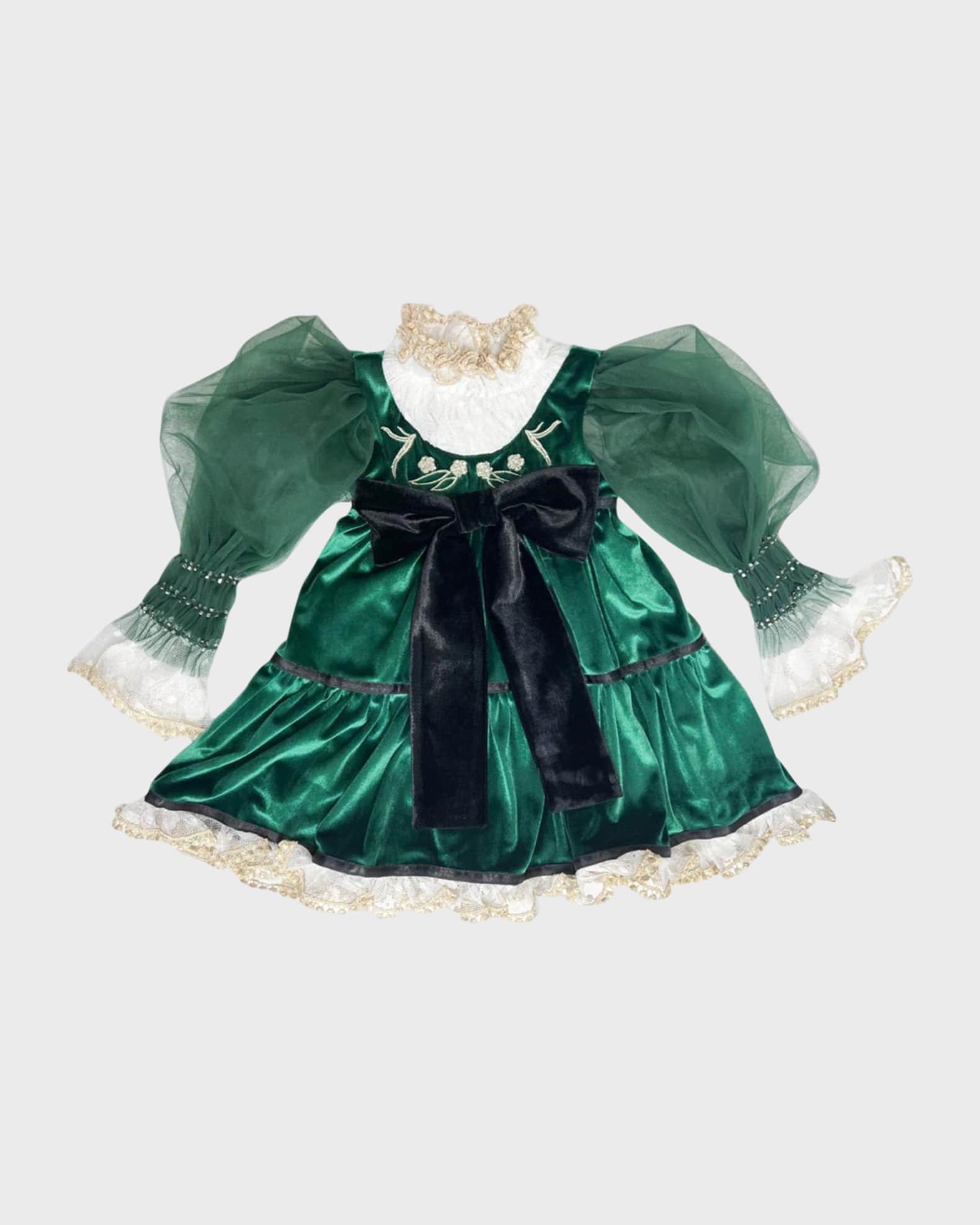Flower Embroidered Velour Dress main image 1