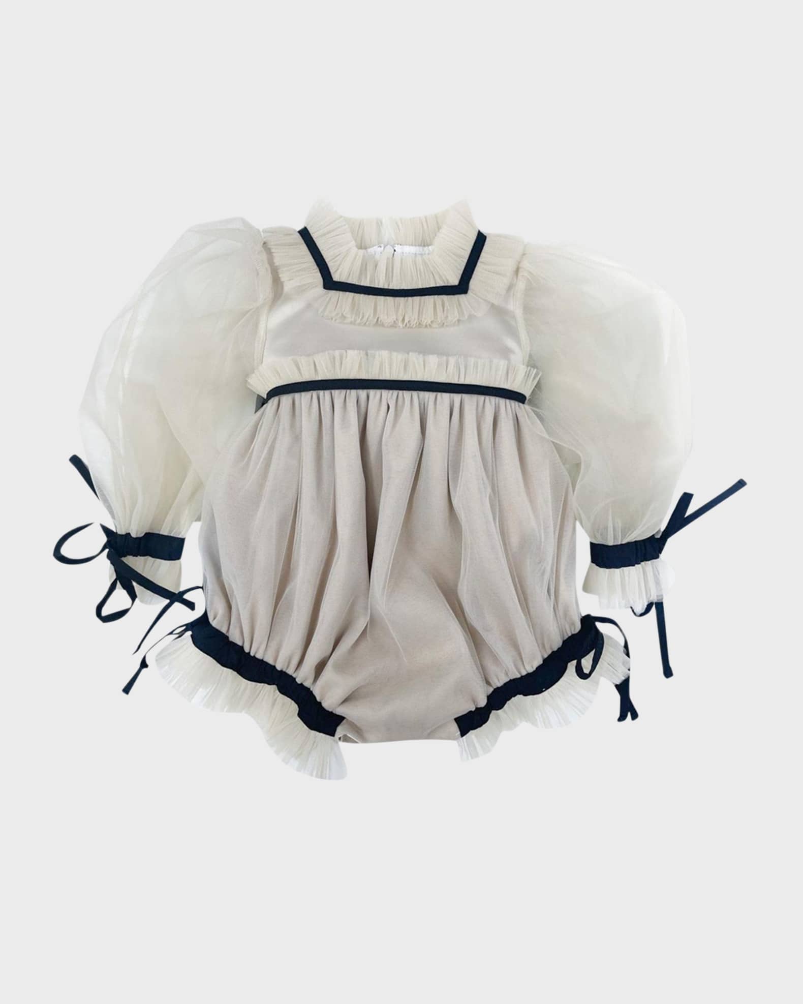 Petite Maison Kids Girl's Coco Caramel Tulle Romper, Size 3M-4