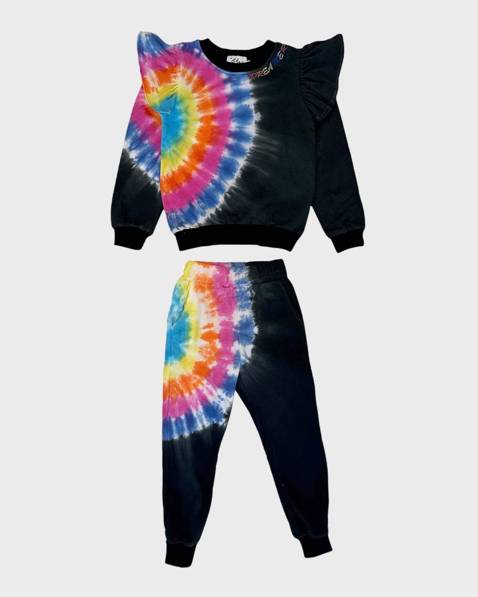Girl's Rainbow Tie Dye Ruffle Set, Size 2-14 0