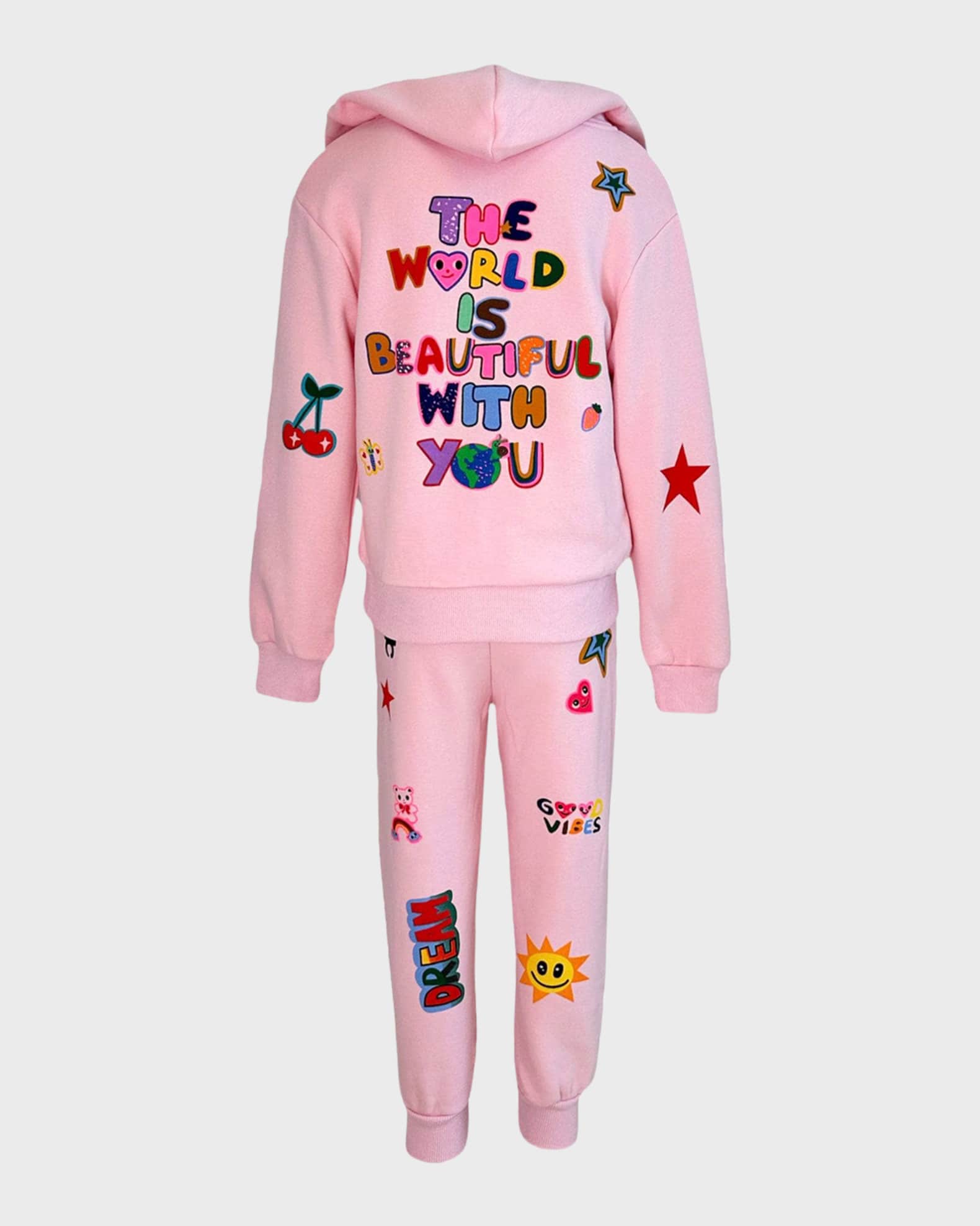 Girl's Two-Piece Hoodie & Joggers Set W/ Doodles, Size 2-12 1