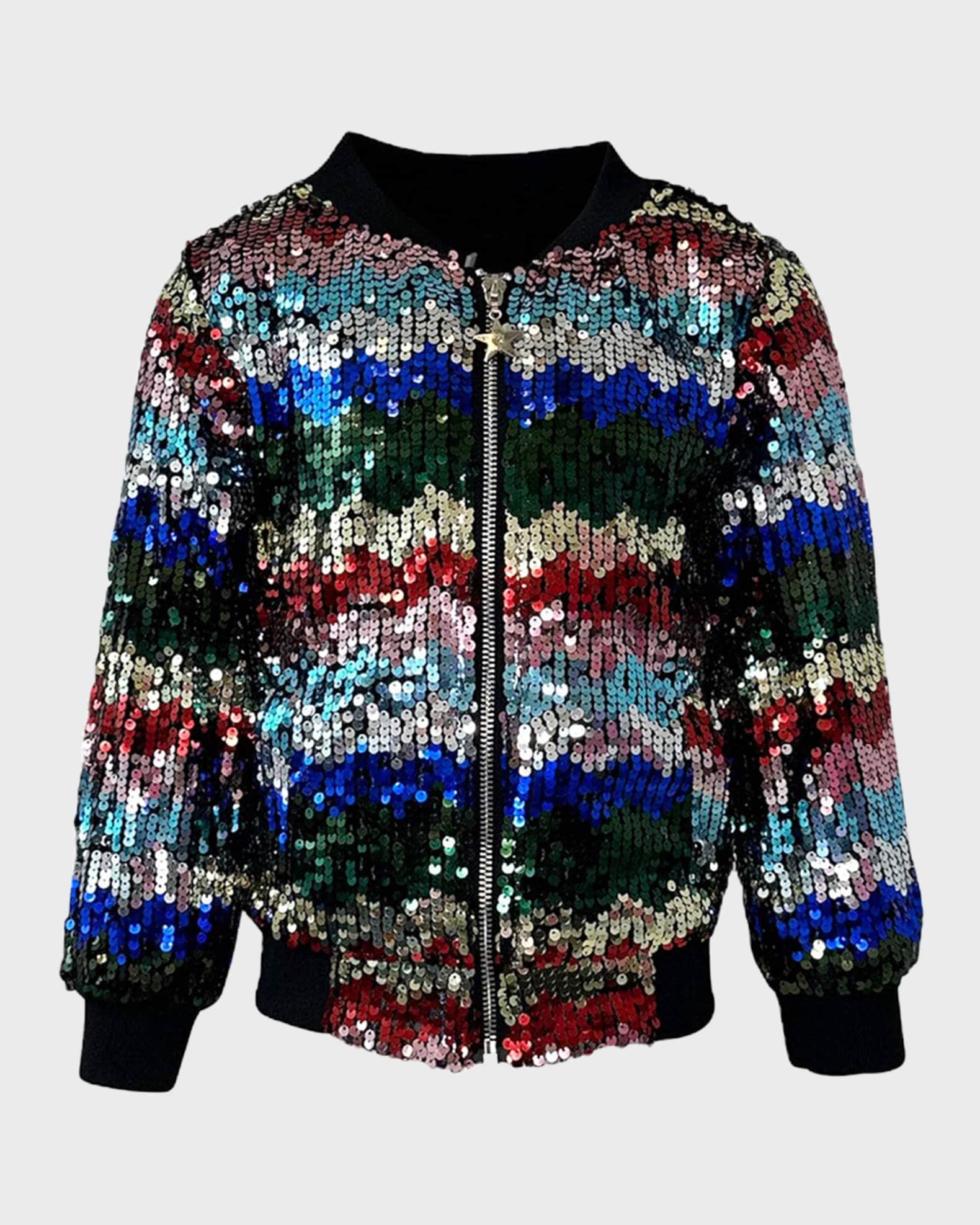 Girl's Confetti Surprise Bomber Jacket, Size 2-14 0
