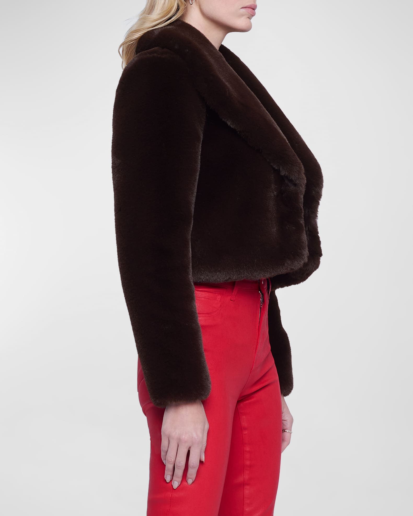 L'Agence Davy Cropped Faux Fur Jacket | Neiman Marcus
